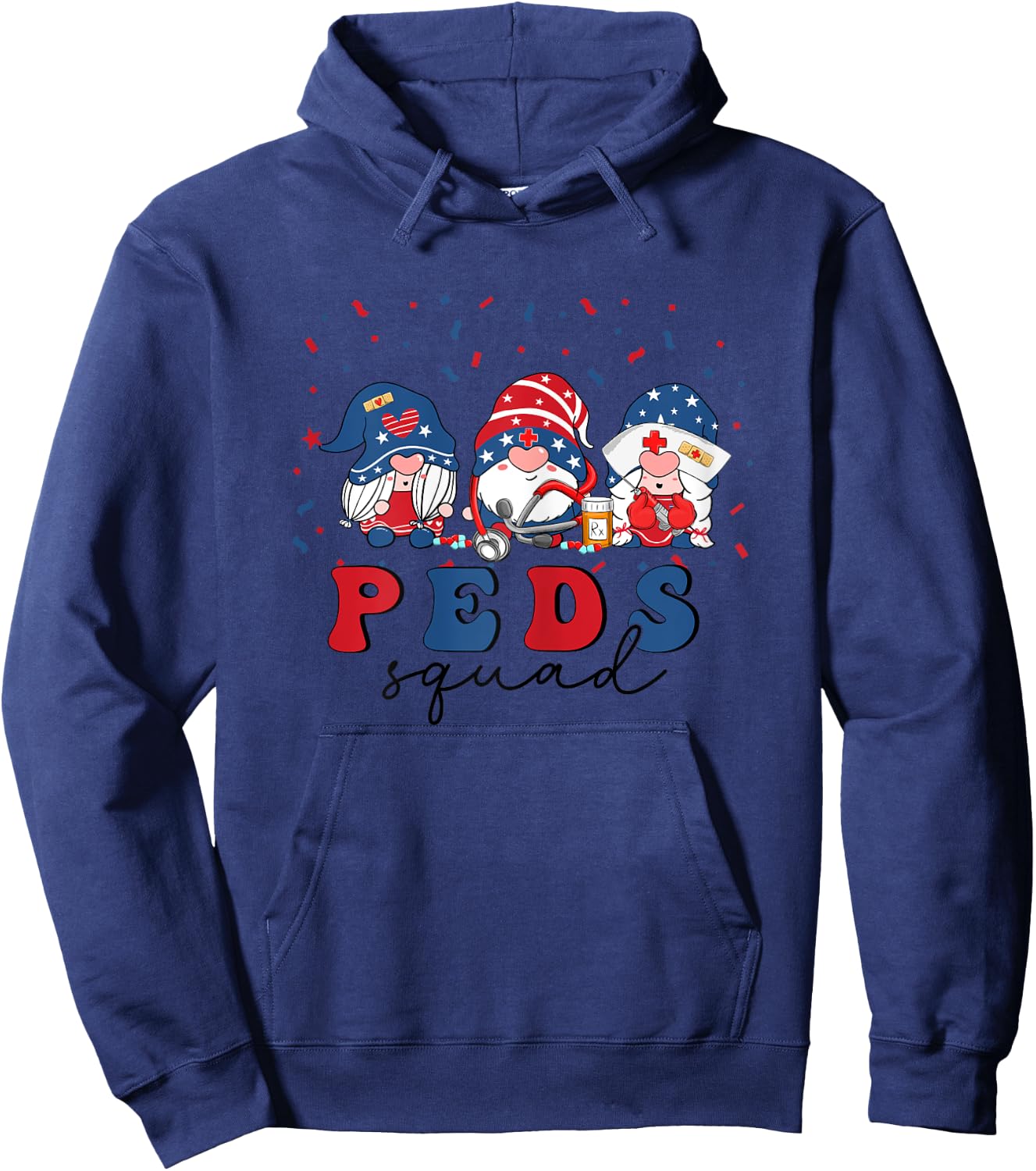 Peds Nurse 4th Of July Pediatric Nursing USA Stethoscope Hoodie - Hoodie | Navy