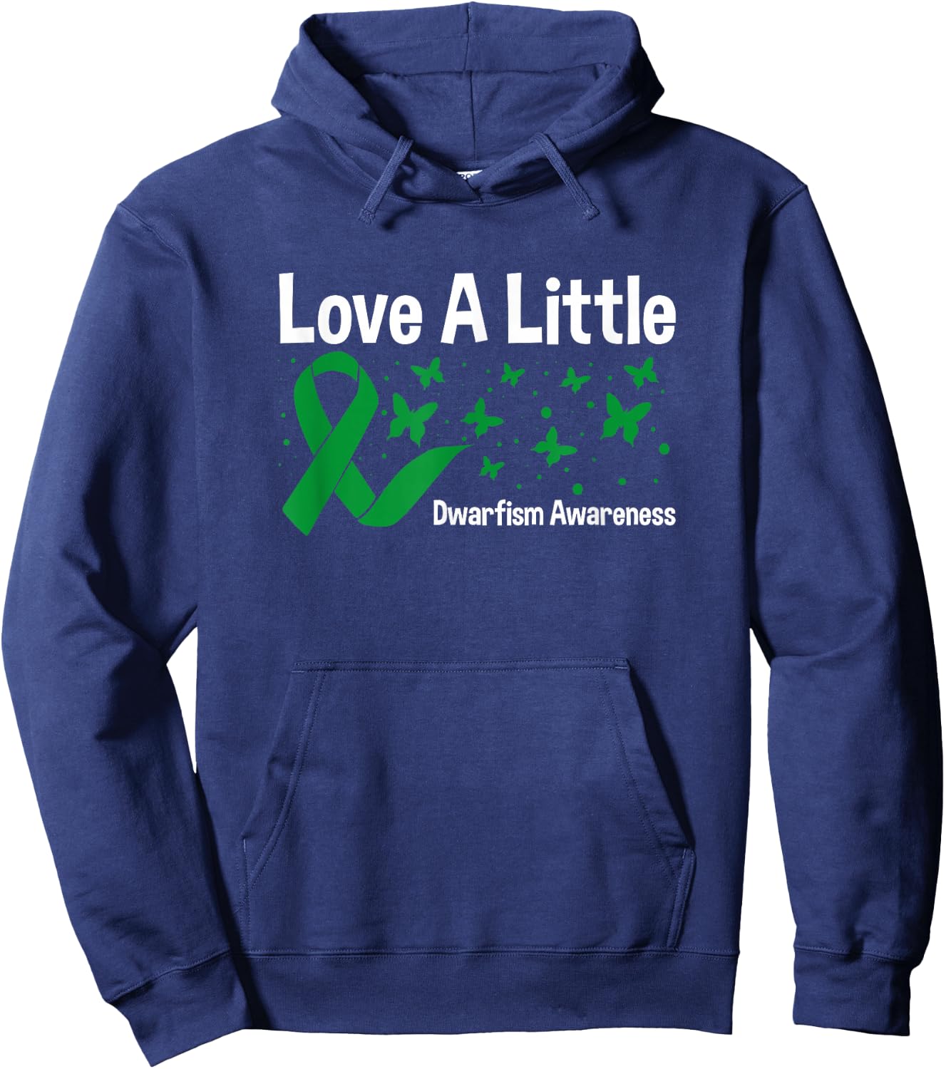Love A Little, Green Ribbon Butterfly Dwarfism Awareness Hoodie - Hoodie | Navy