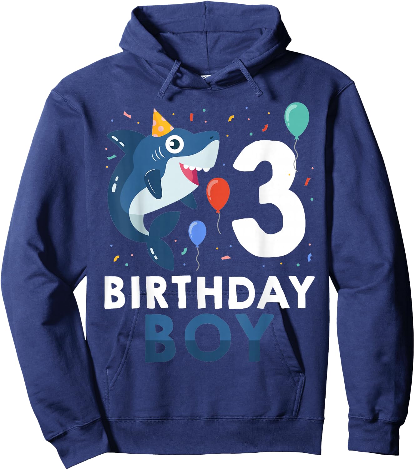 3rd Birthday Boy Shark Ocean 3 Year Old Funny B-Day Matching Hoodie - Hoodie | Navy