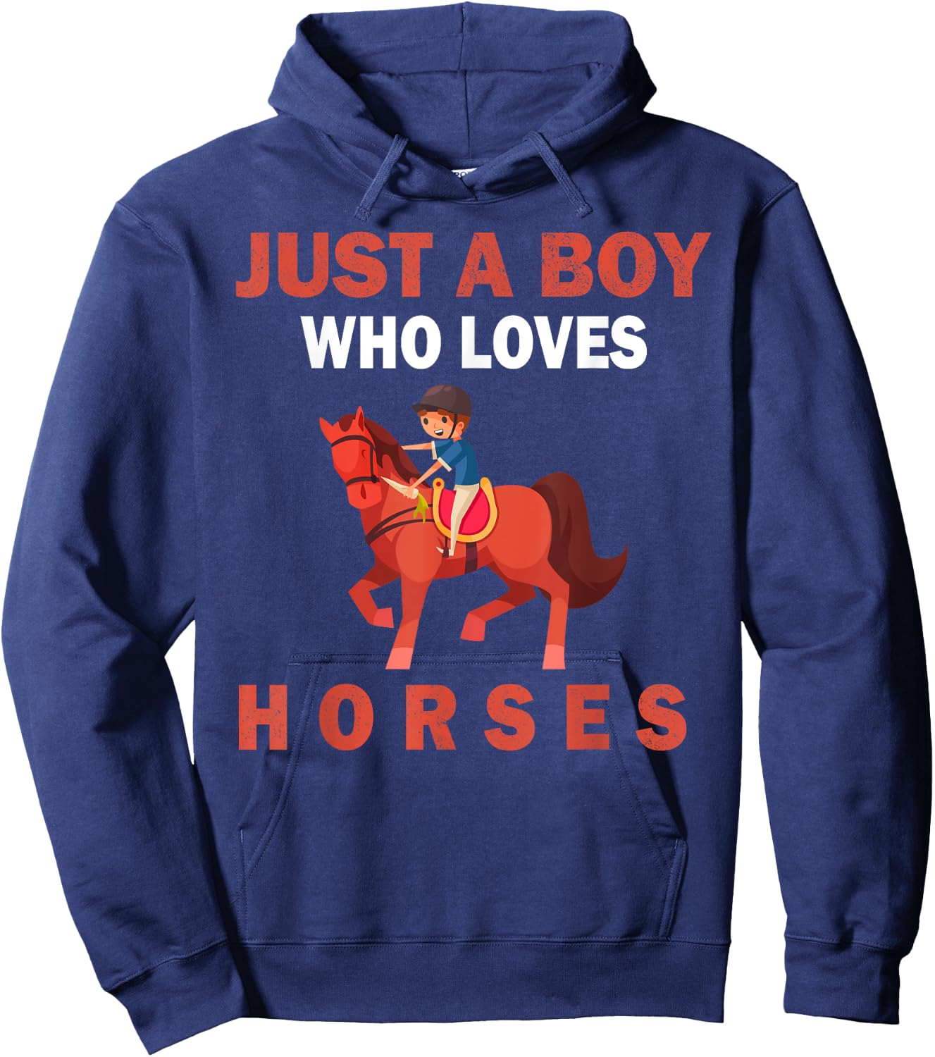 Cute Just A Boy Who Loves Horses Animals men and boys Hoodie - Hoodie | Navy
