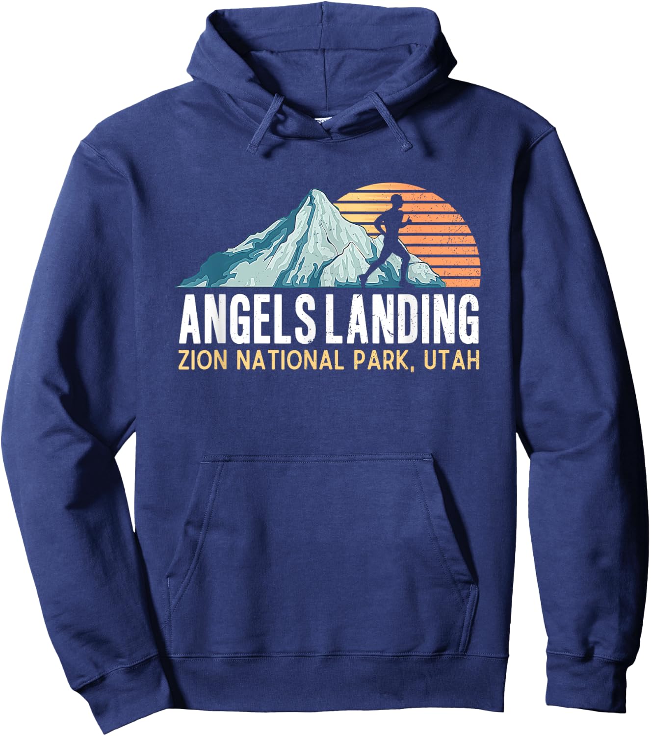 Angels Landing Hiking Trail Vintage Zion National Park Utah Hoodie - Hoodie | Navy
