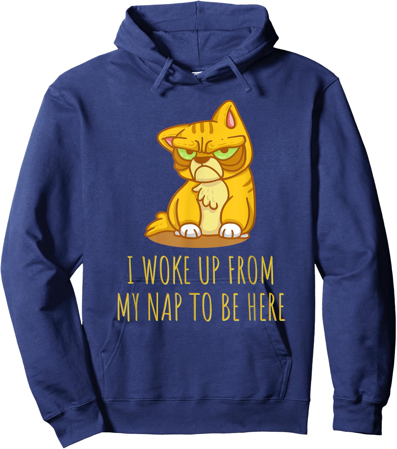 Funny cat shirt. I WOKE UP FROM MY NAP TO BE HERE Women Kids Hoodie - Hoodie | Navy