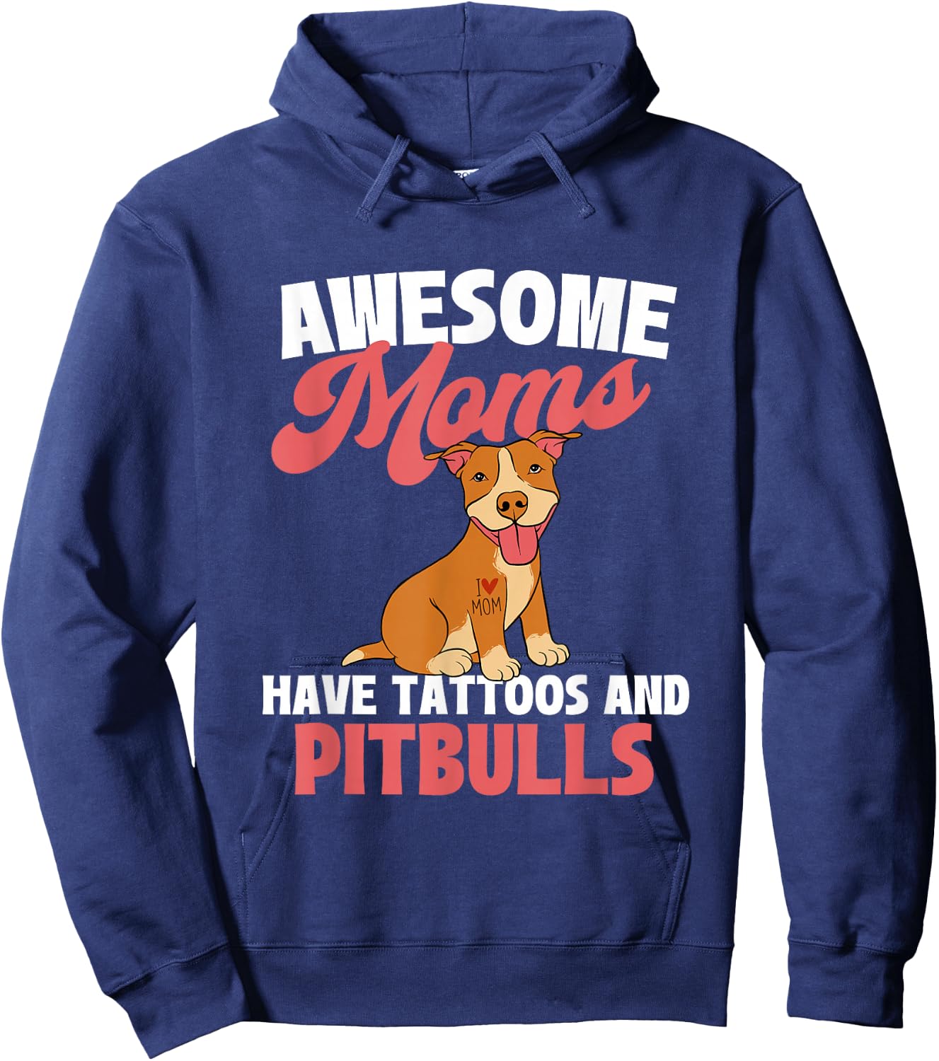 Awesome Moms Have Tattoos And Pitbulls - Canine Dog Breeder Women Hoodie - Hoodie | Navy