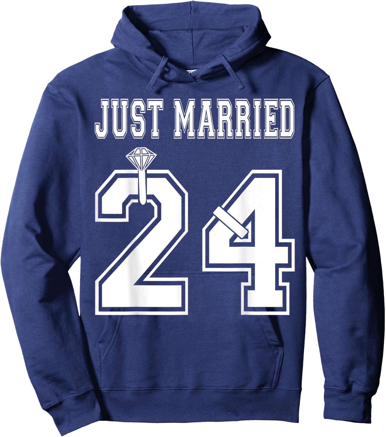 Just Married 2024 Wife Husband Matching Honeymoon Hoodie - Hoodie | Navy