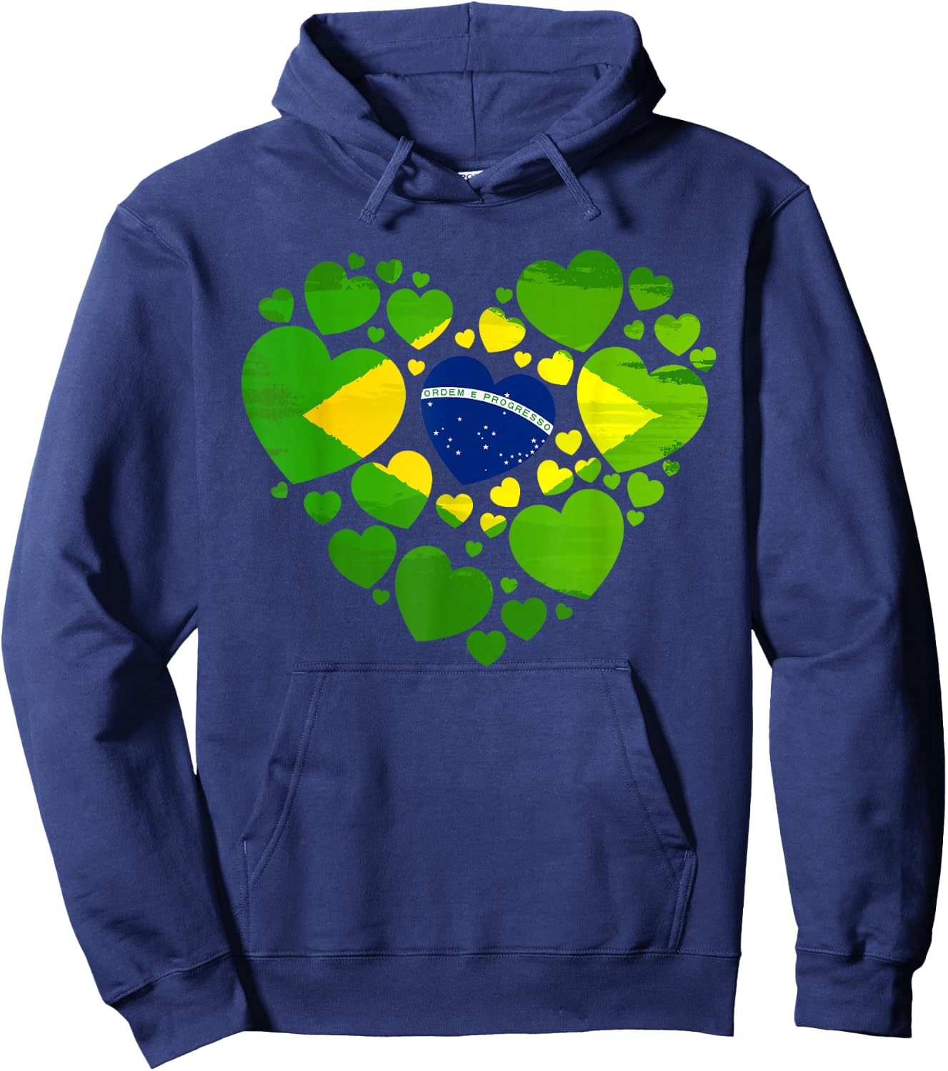 Brazilian Flag Heart Idea & Brazil Flag Heritage Hoodie - Hoodie | Navy