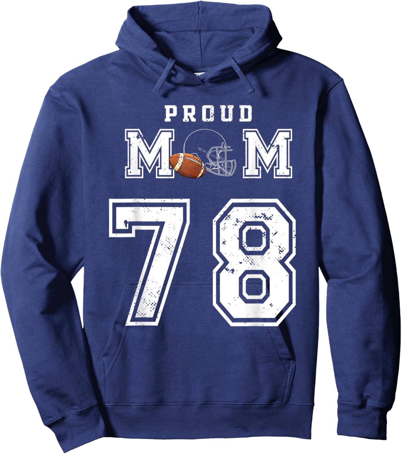 Custom Proud Football Mom Number 78 Personalized Hoodie - Hoodie | Navy