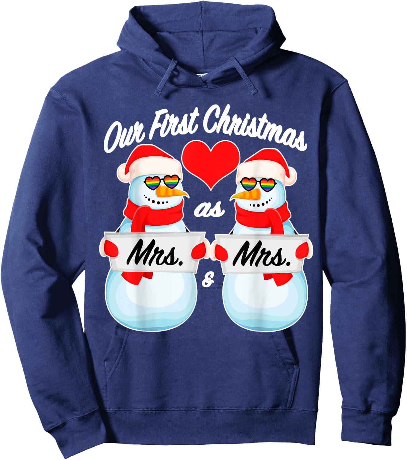 Matching Christmas Snowman Pajamas (Mrs) for Lesbian Couples Hoodie - Hoodie | Navy
