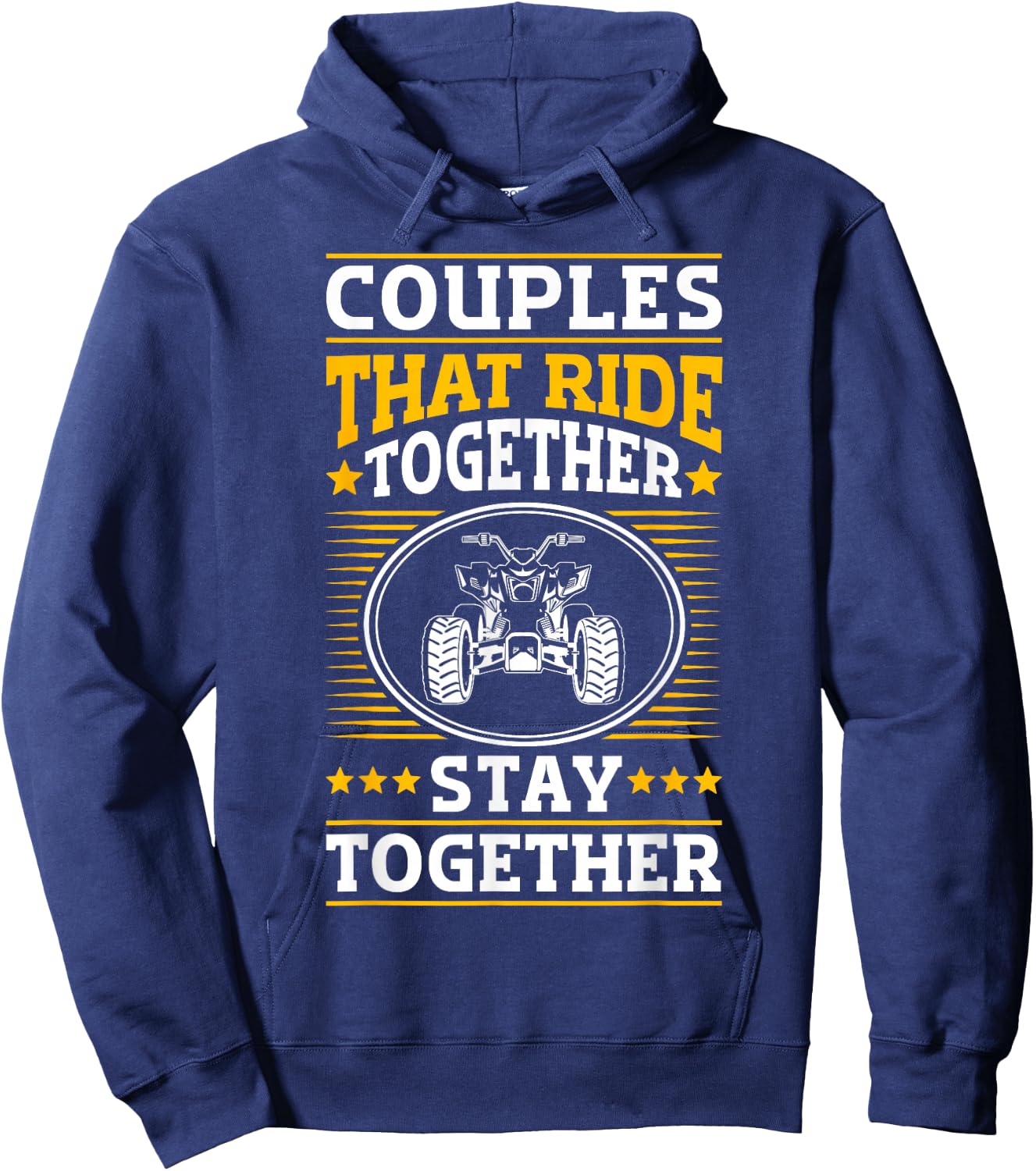 ATV quad biker quad bike vintage couples driving Hoodie - Hoodie | Navy