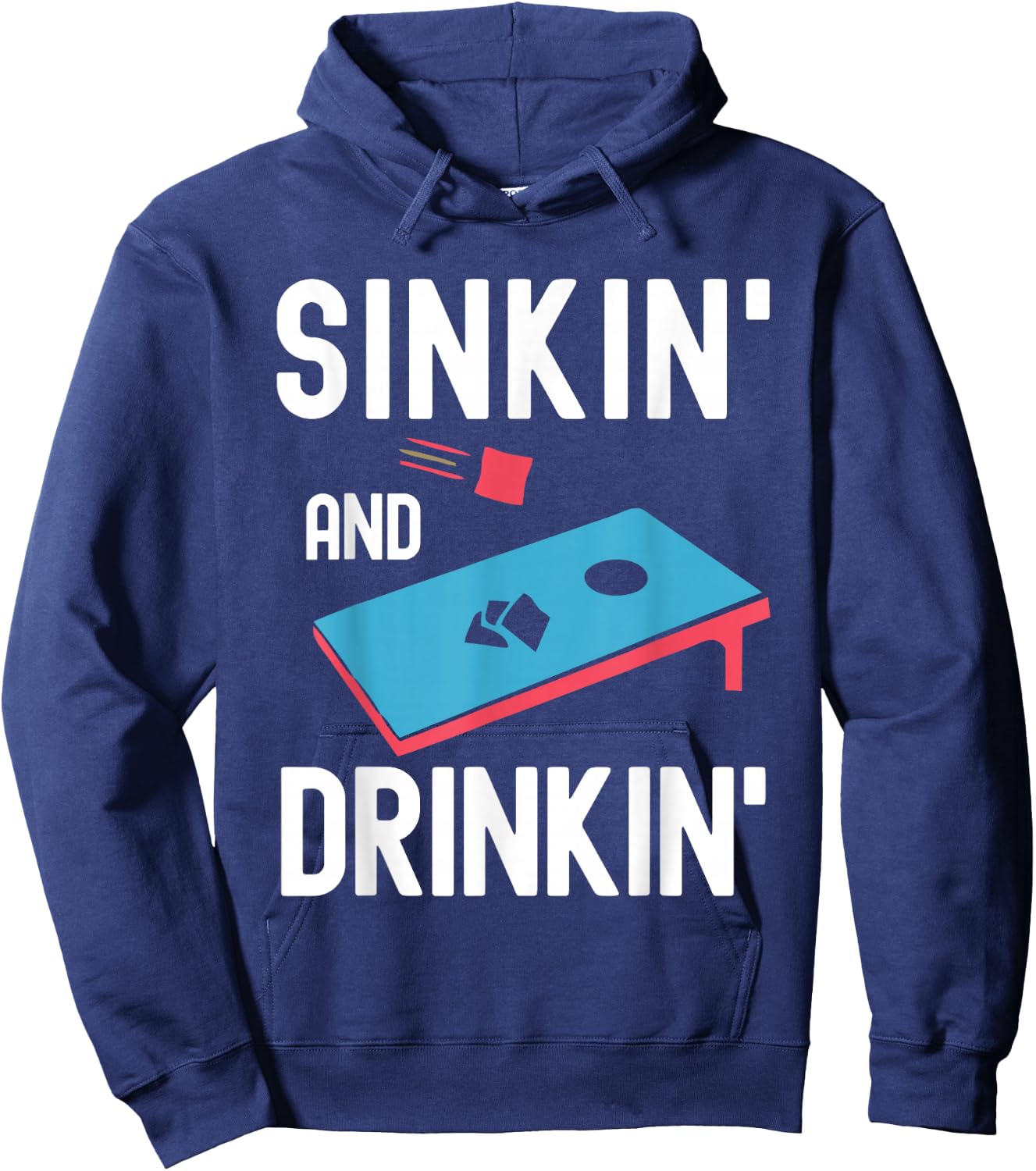 Sinking And Drinking Cornhole Player Funny Bean Bag Hoodie - Hoodie | Navy