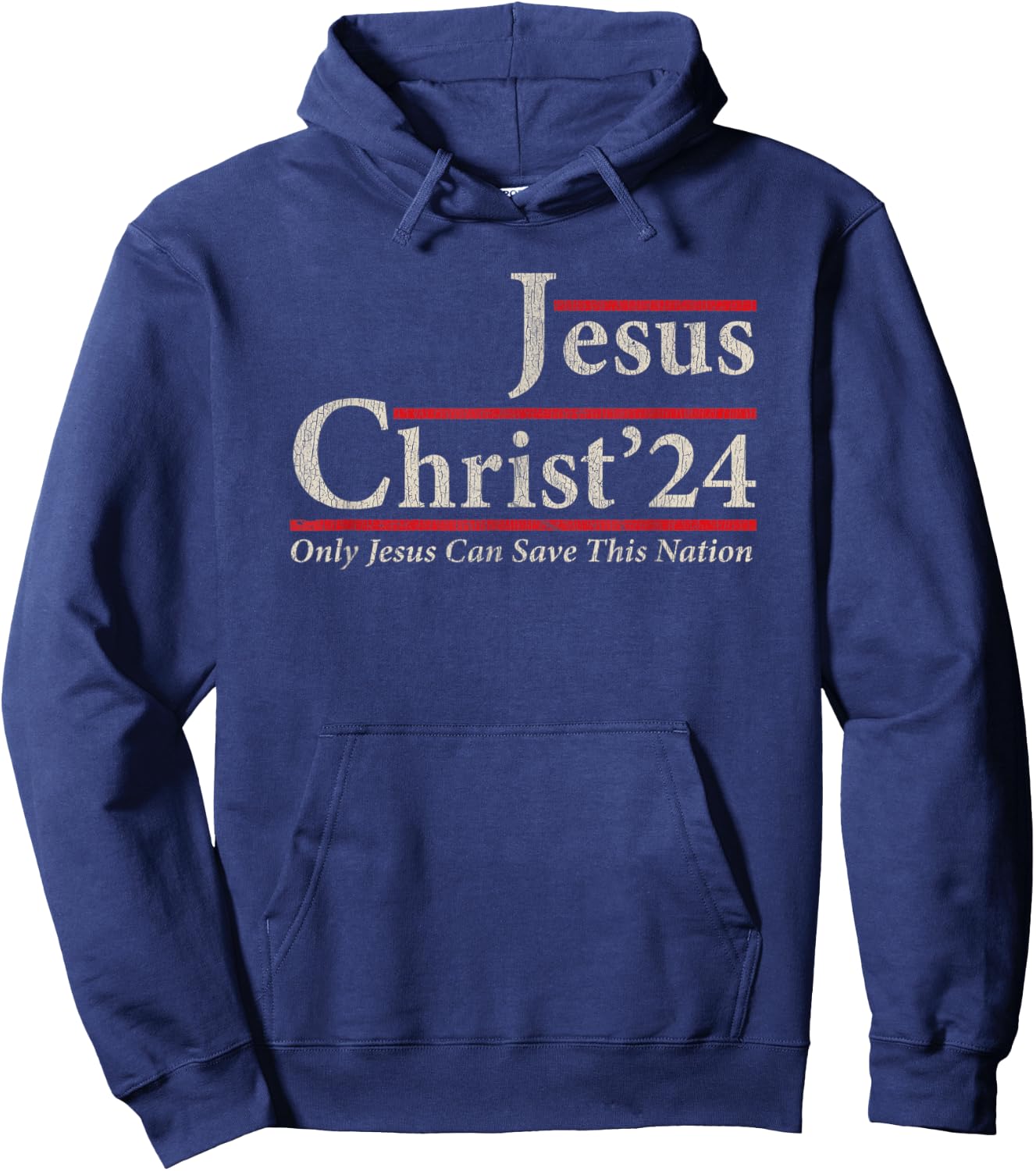 Jesus Christ 2024 Only Jesus Can Save This Nation - Black, , Short Sleeve, Religious Retro , Small Hoodie - Hoodie | Navy
