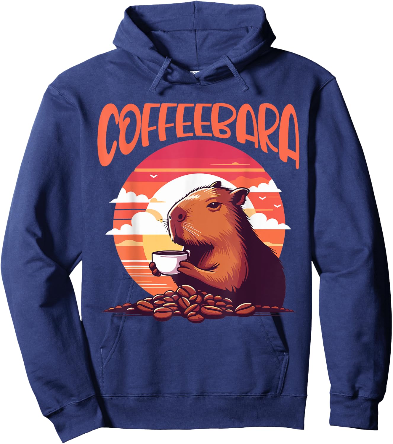 Coffeebara capybara and coffee fun Hoodie - Hoodie | Navy