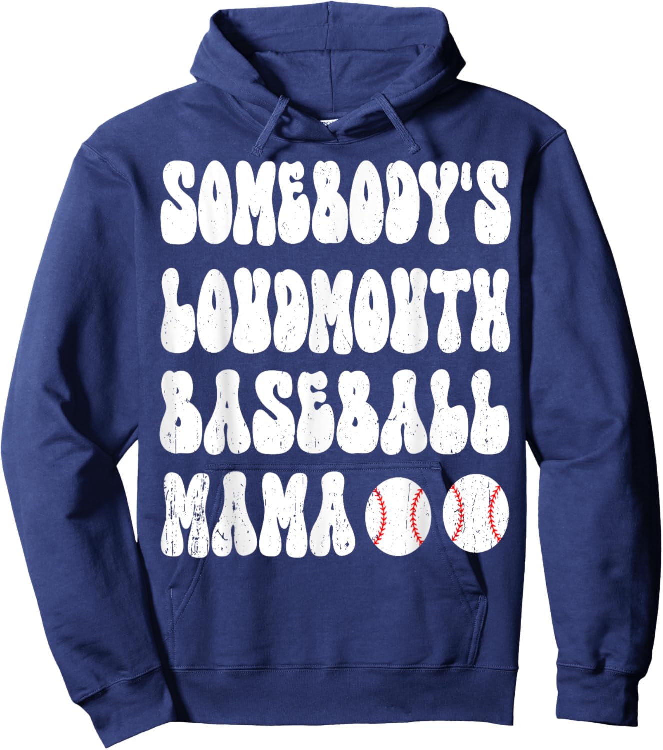 Somebody's Loud Mouth Baseball Mama Mom Mother's Day Groovy Hoodie - Hoodie | Navy