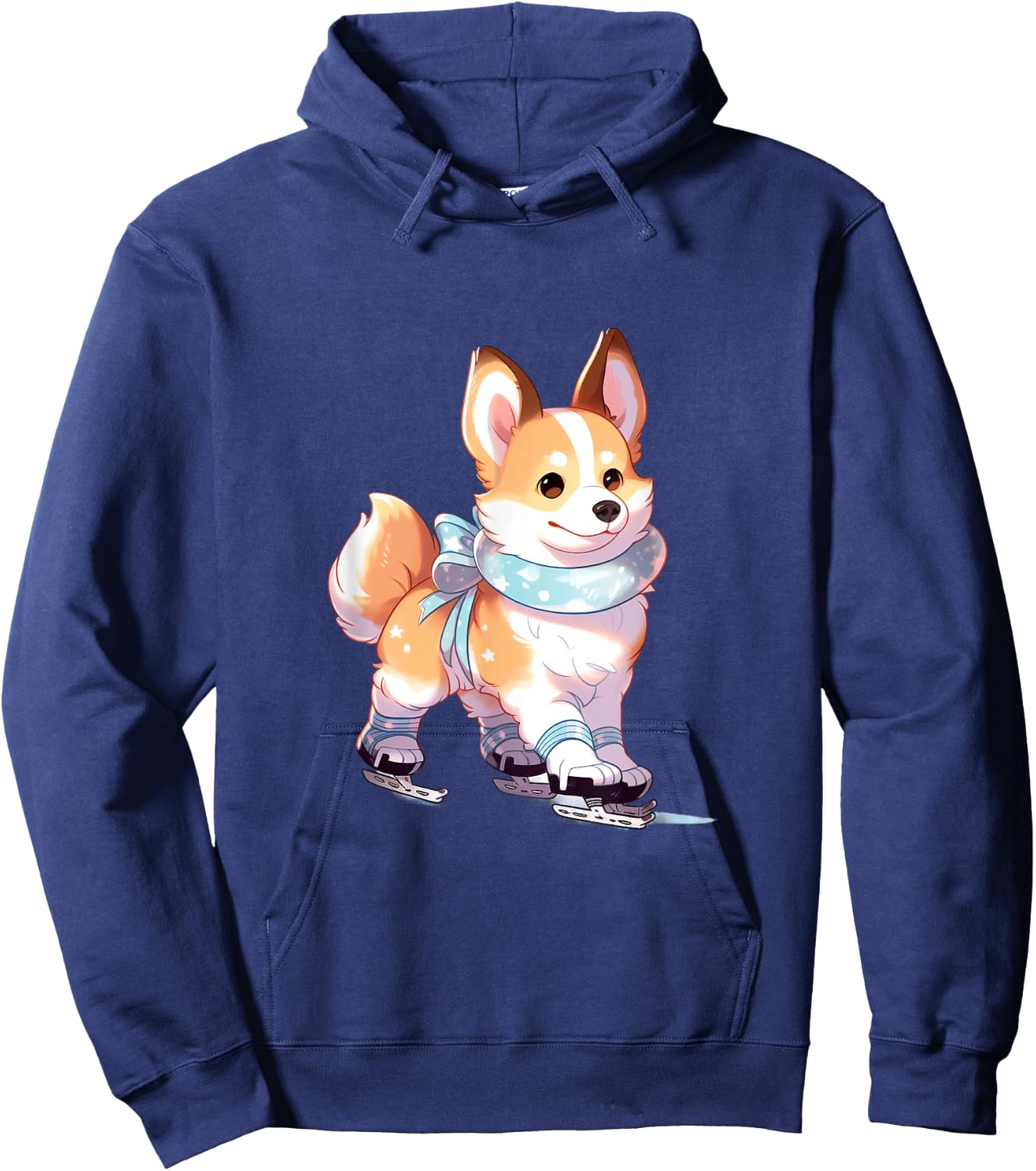 Corgi Ice Skating Dog Figure Skater Kids Girls Women Hoodie - Hoodie | Navy