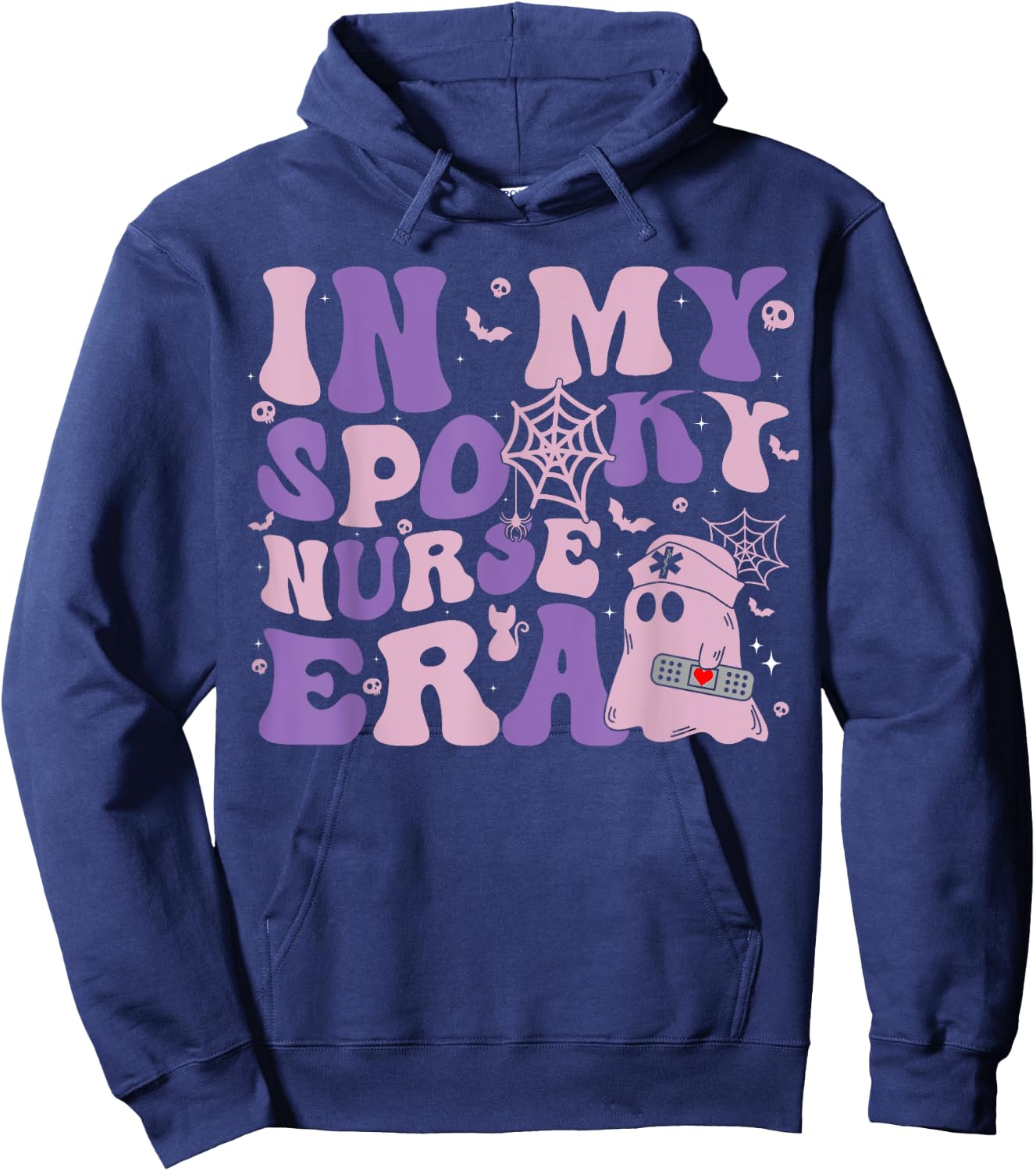 Retro Groovy Halloween In My Spooky Nurse Era Scary RN Hoodie - Hoodie | Navy