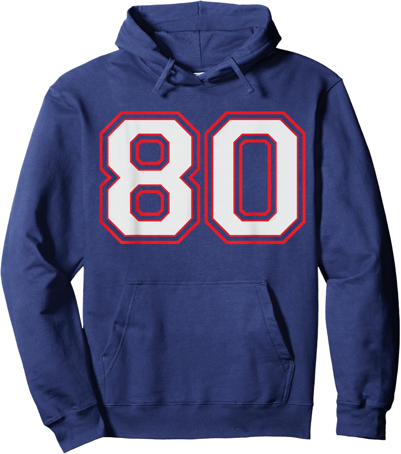 Red Number 80 Sports Player Jersey Fun Game Winner #80 Lucky Hoodie - Hoodie | Navy