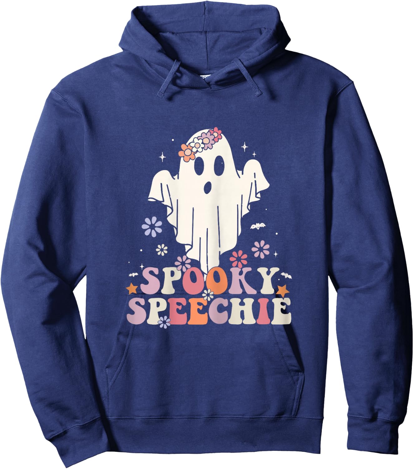 Retro Speech Therapy Halloween Spooky Speechie Language Hoodie - Hoodie | Navy