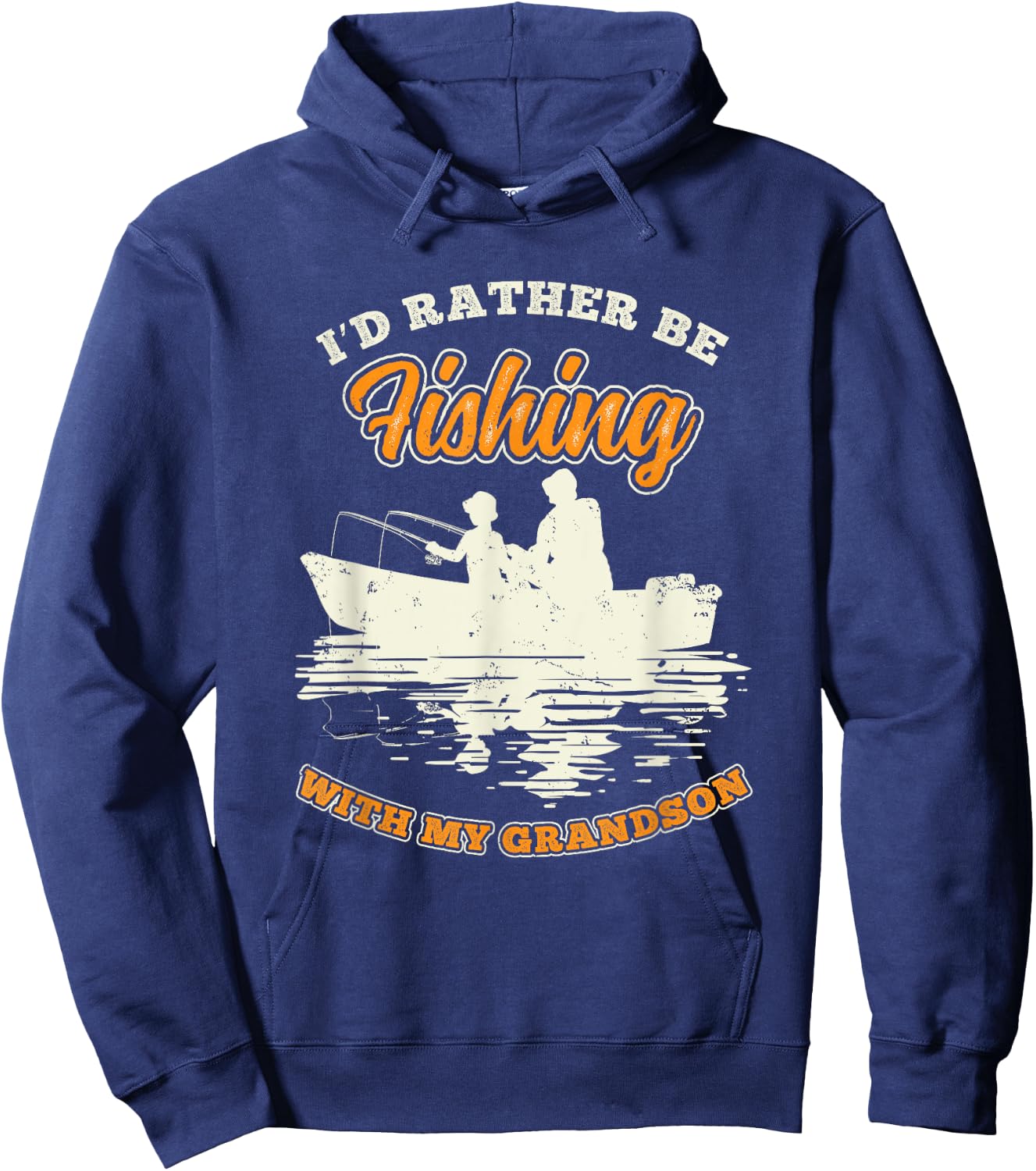 Id Rather Be Fishing With My Grandson Grandpa Fathers Day Hoodie - Hoodie | Navy