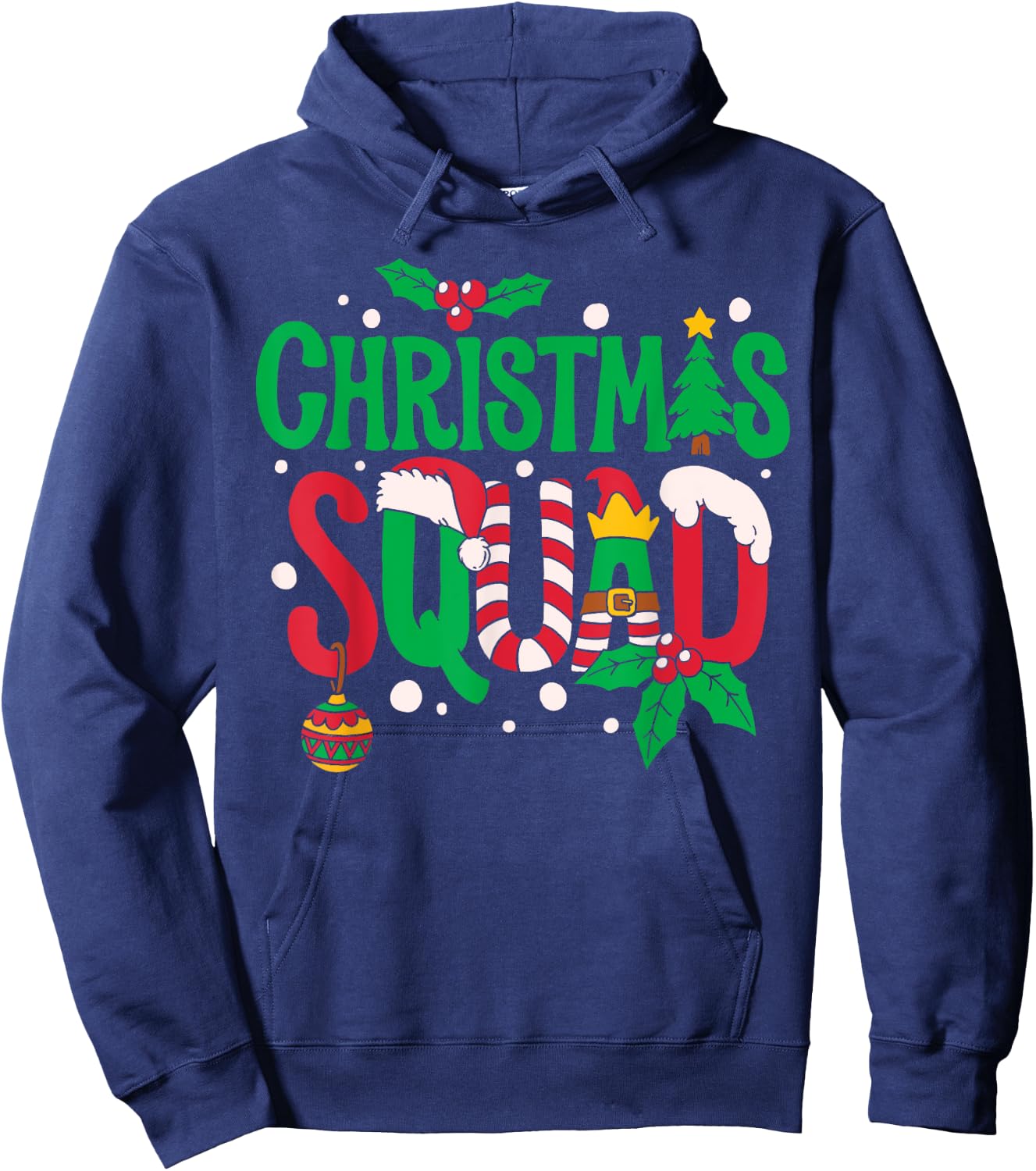 Christmas Squad Santa Elf Family Matching Pajamas Boys Girls Hoodie - Hoodie | Navy