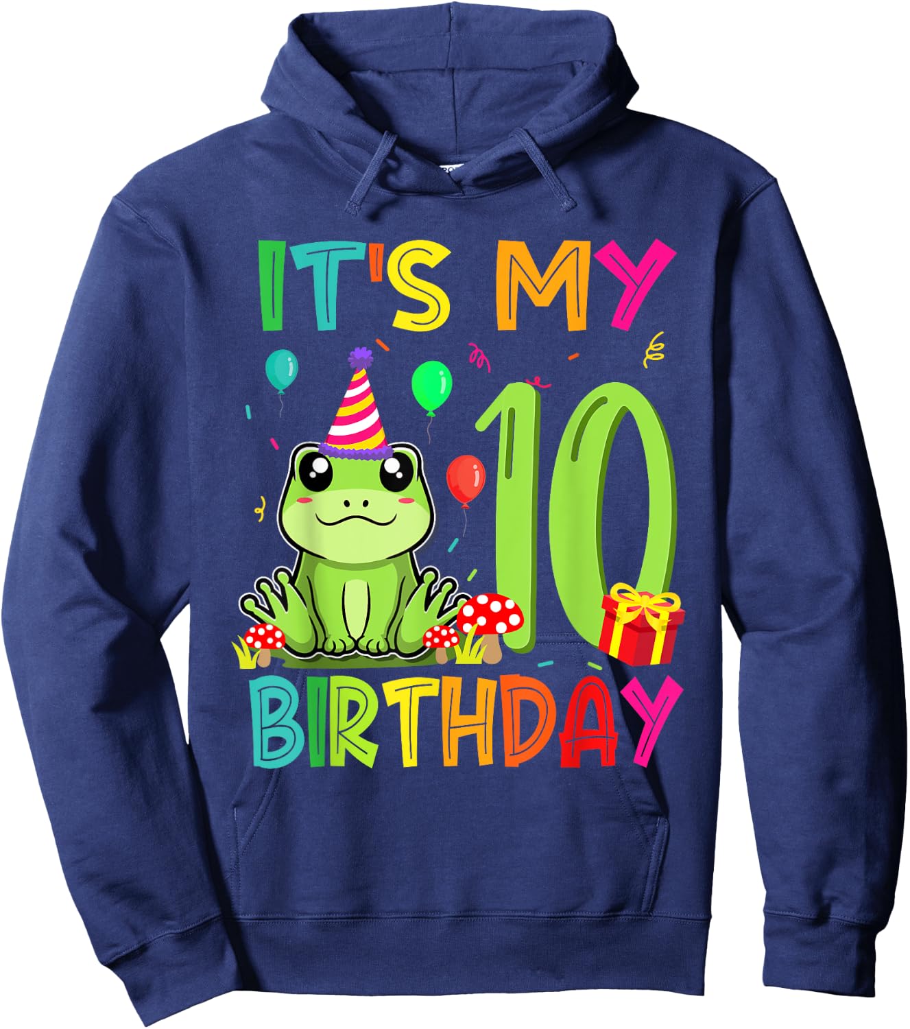 Its My 10th Birthday Frog Animal 10 Years Old Theme Hoodie - Hoodie | Navy