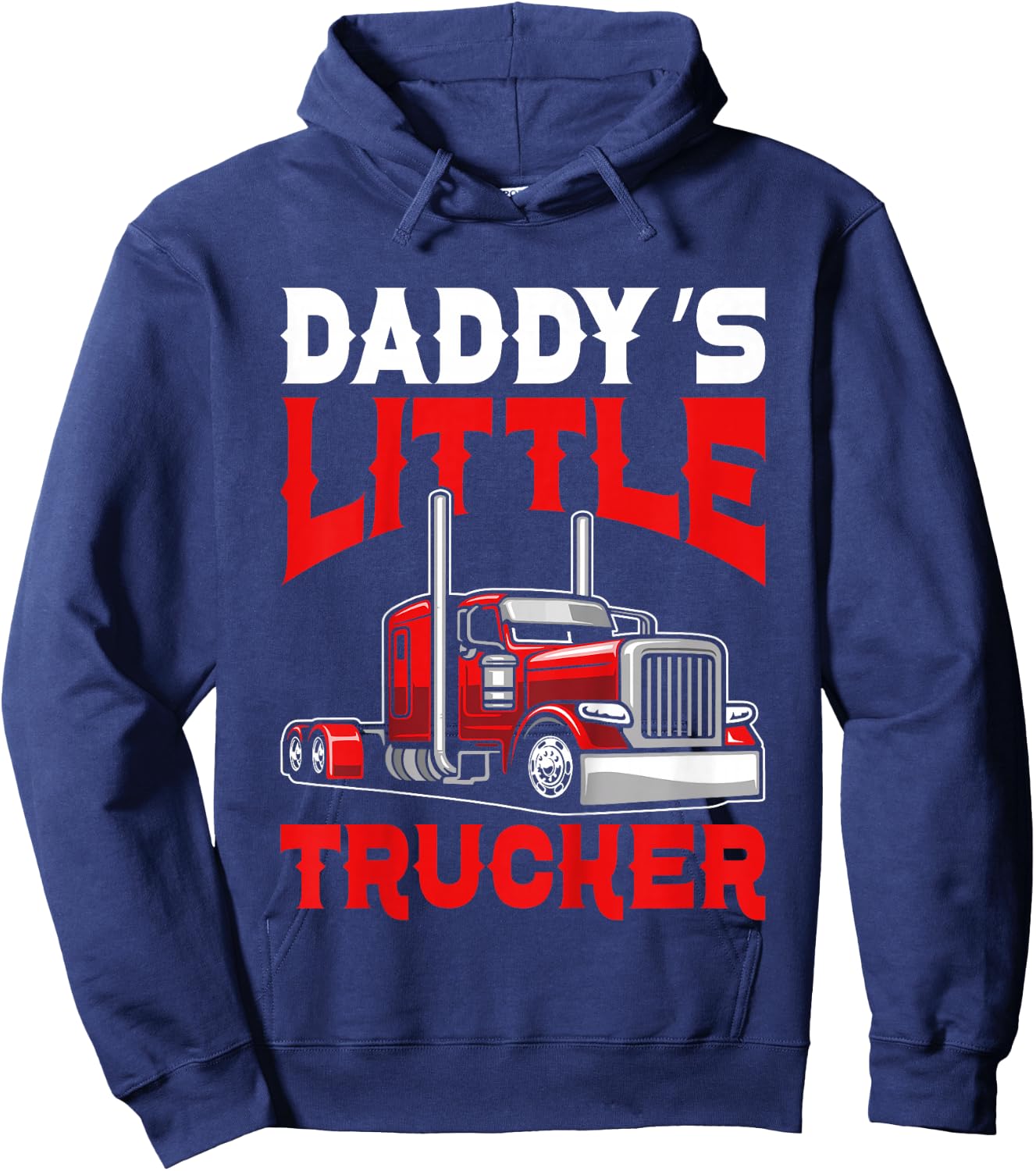 Kids Daddy's little trucker Funny Boys Semi truck Hoodie - Hoodie | Navy