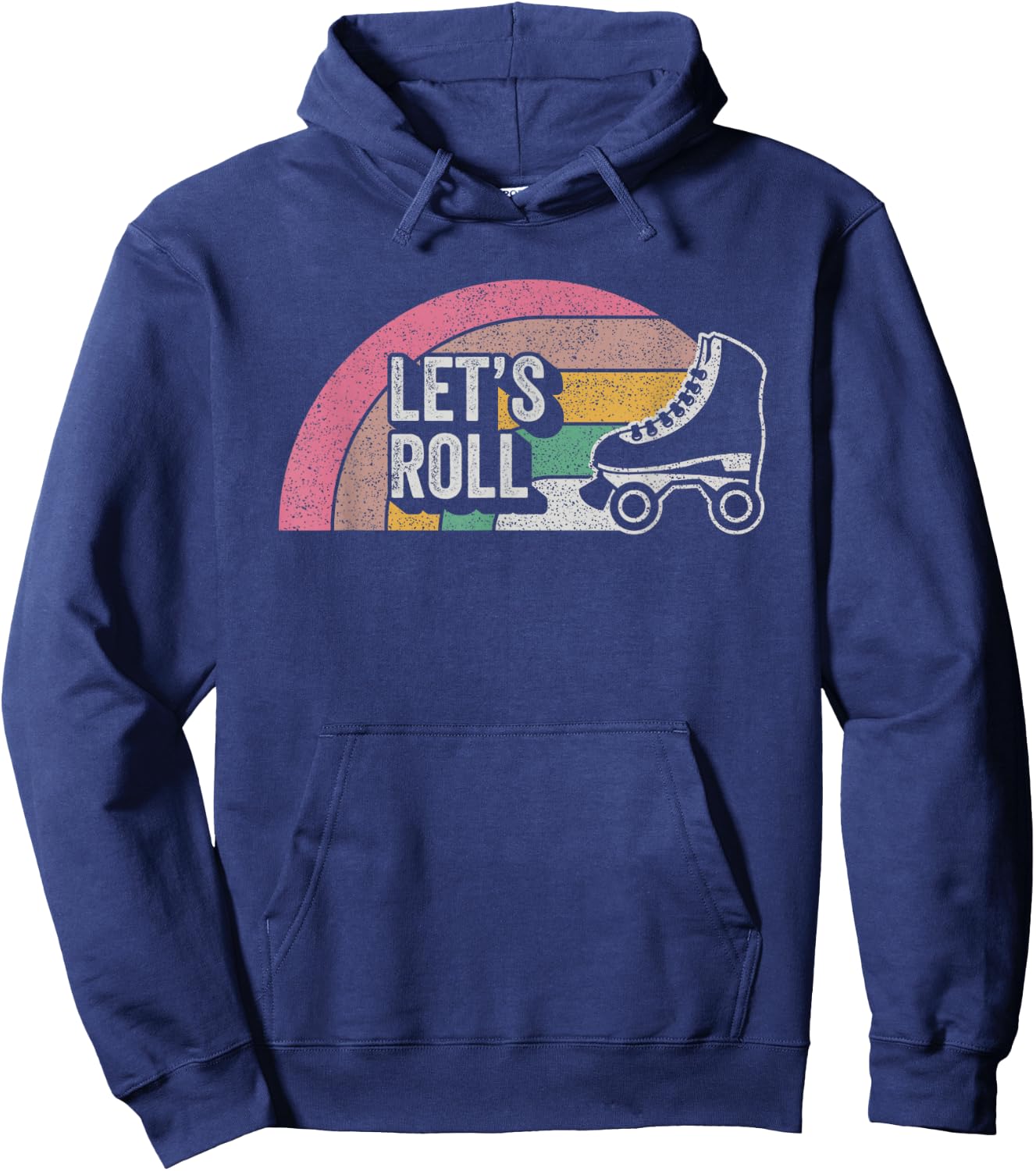 Vintage Retro Let's Roll Funny Roller Skate Girl Hoodie - Hoodie | Navy