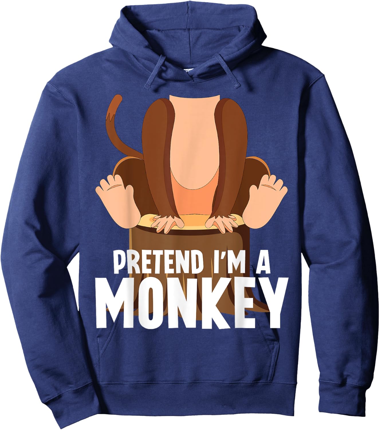 Pretend I'm A Monkey Funny Halloween Lazy Costume Monkey Hoodie - Hoodie | Navy