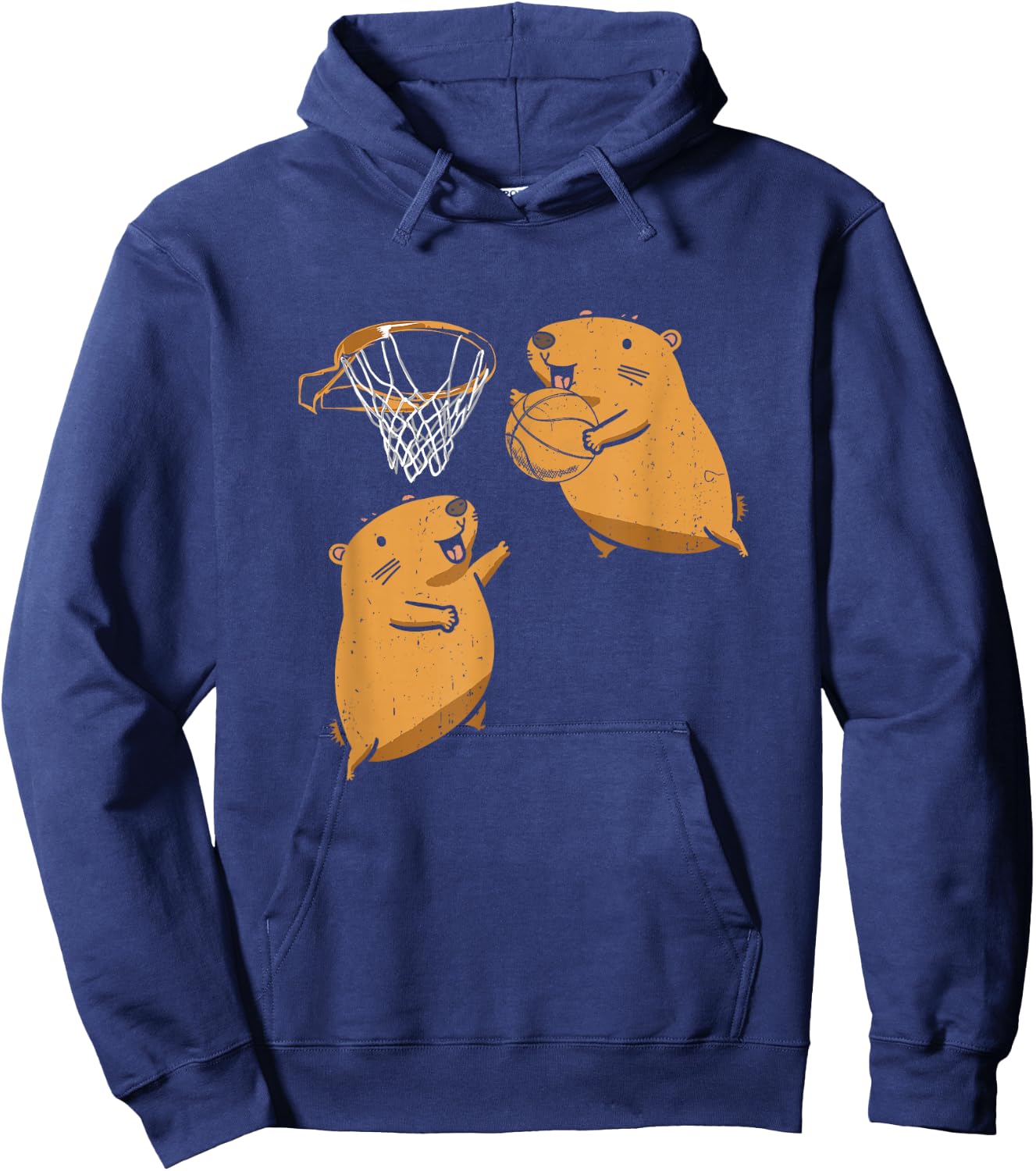 Capybara Playing Basketball Sports Rodent Animal Lover Hoodie - Hoodie | Navy