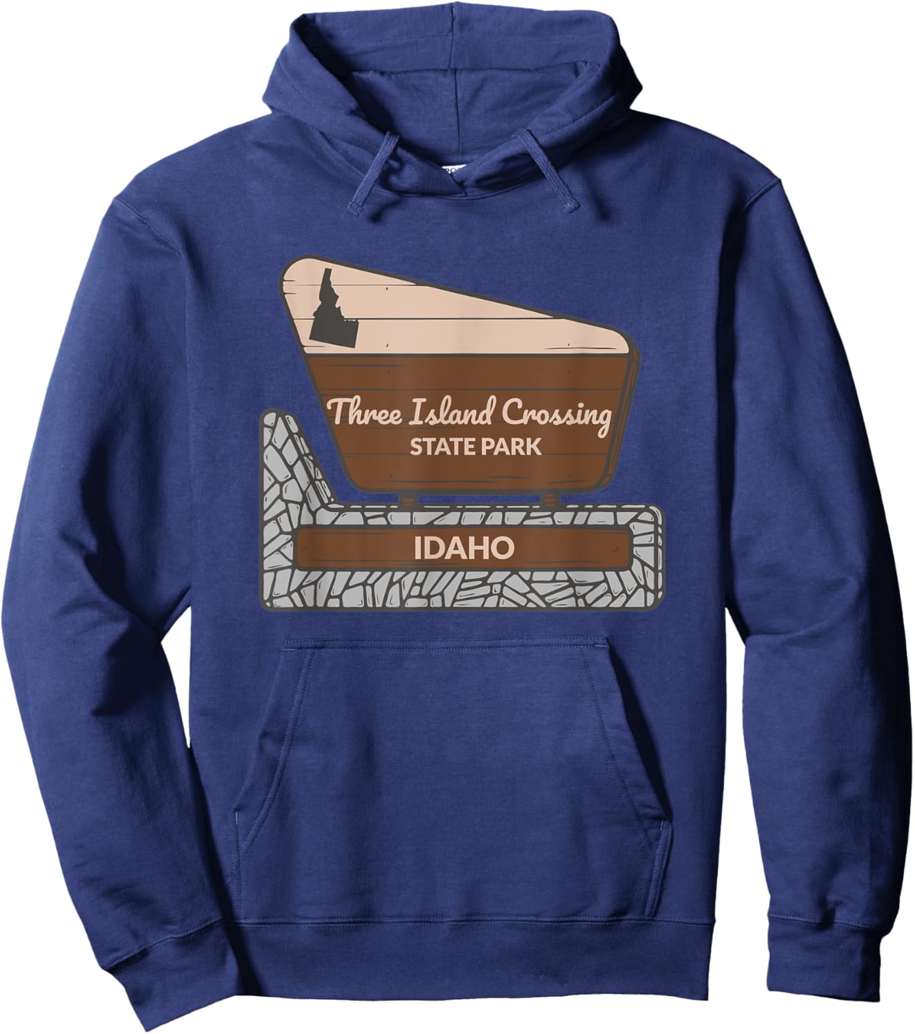 Three Island Crossing State Park Idaho Welcome Sign Vacation Hoodie - Hoodie | Navy