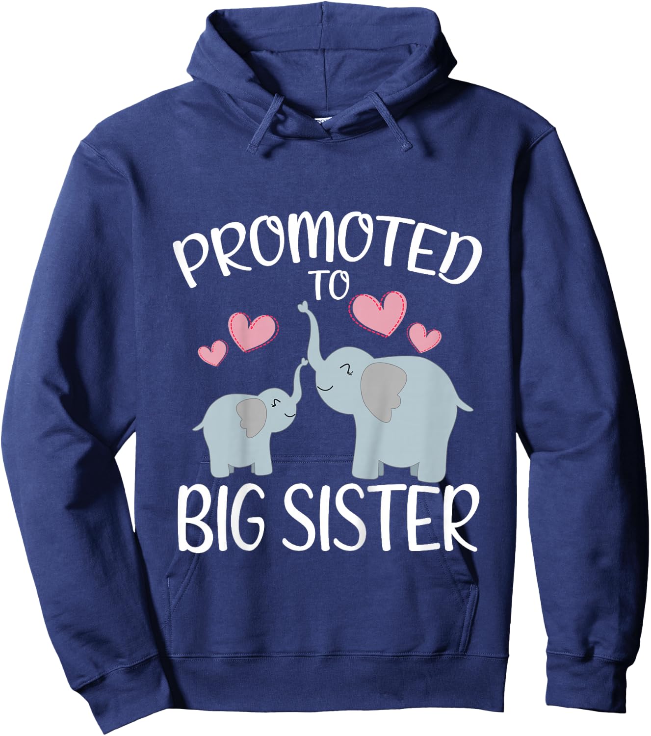 Cute Elephant Promoted To Big Sister Pregnancy Announcement Hoodie - Hoodie | Navy