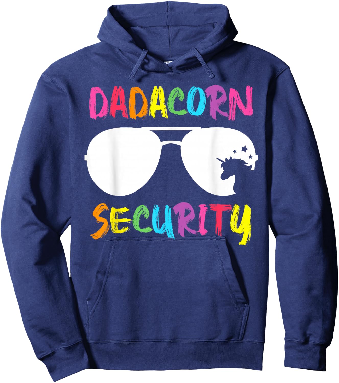 Dadacorn Security Unicorn Dad and Girl Papa Fathers Day Gift Hoodie - Hoodie | Navy