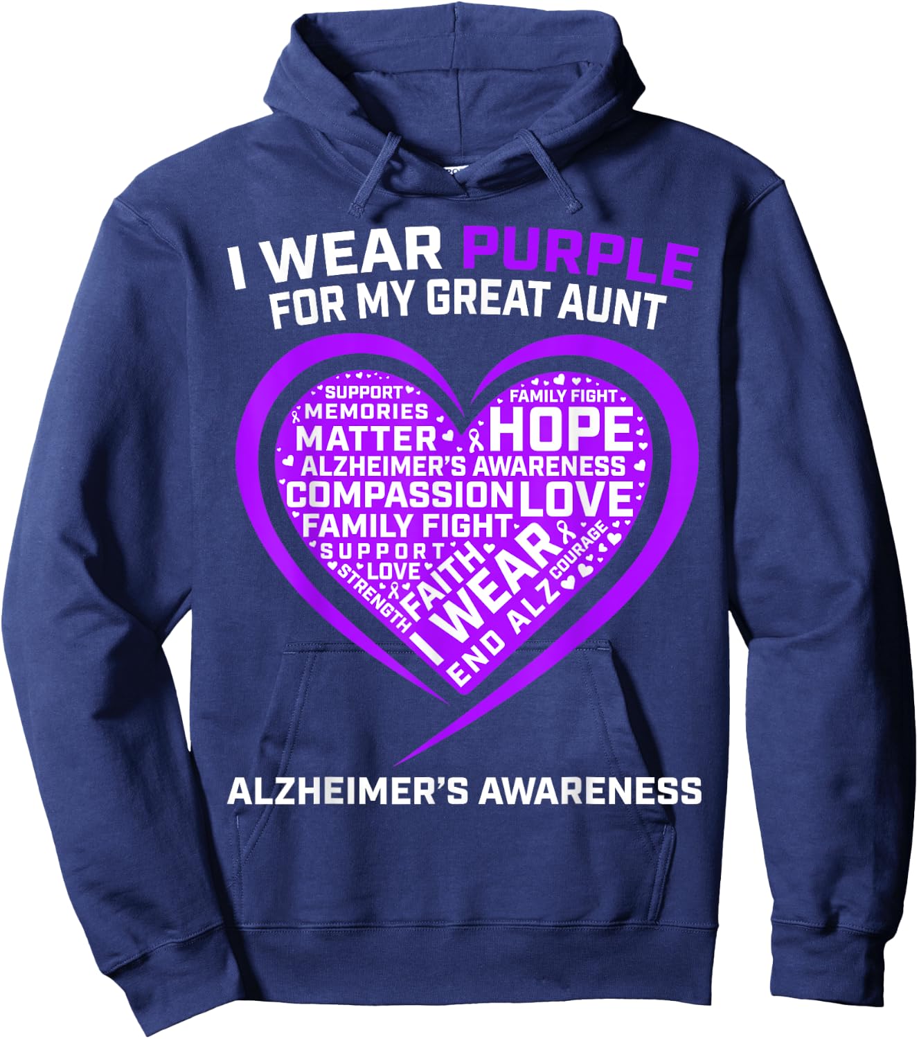 Memories Matter End Alz Great Aunt Alzheimers Awareness Hoodie - Hoodie | Navy