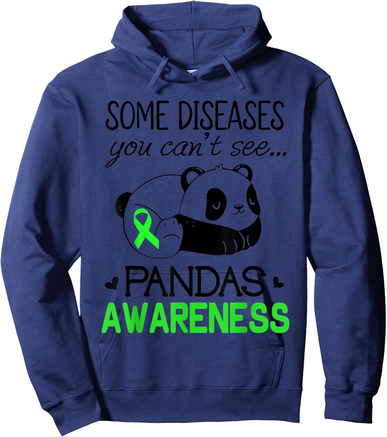 Pandas Pans Awareness Shirt Green Ribbon Pans Disease Hoodie - Hoodie | Navy