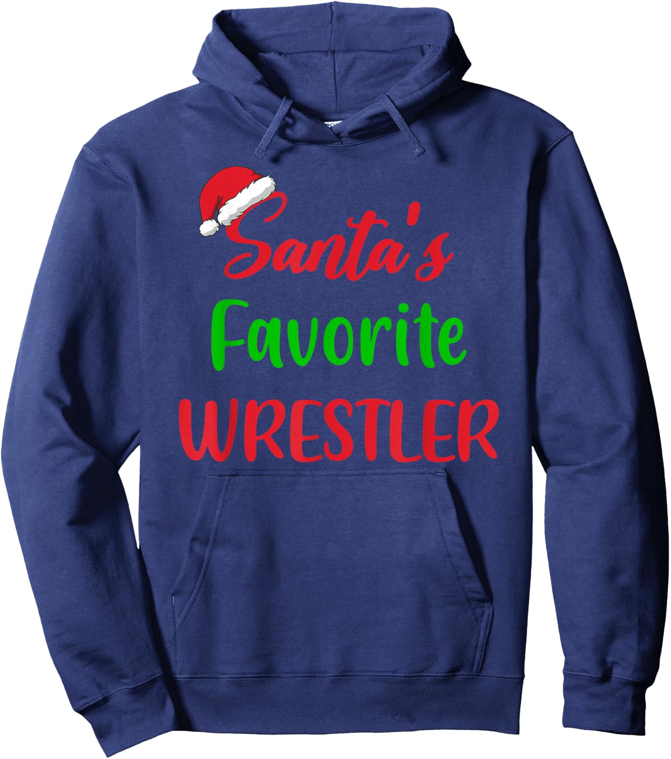 Santas Favorite Wrestler Funny Gift Wrestling Christmas Hoodie - Hoodie | Navy