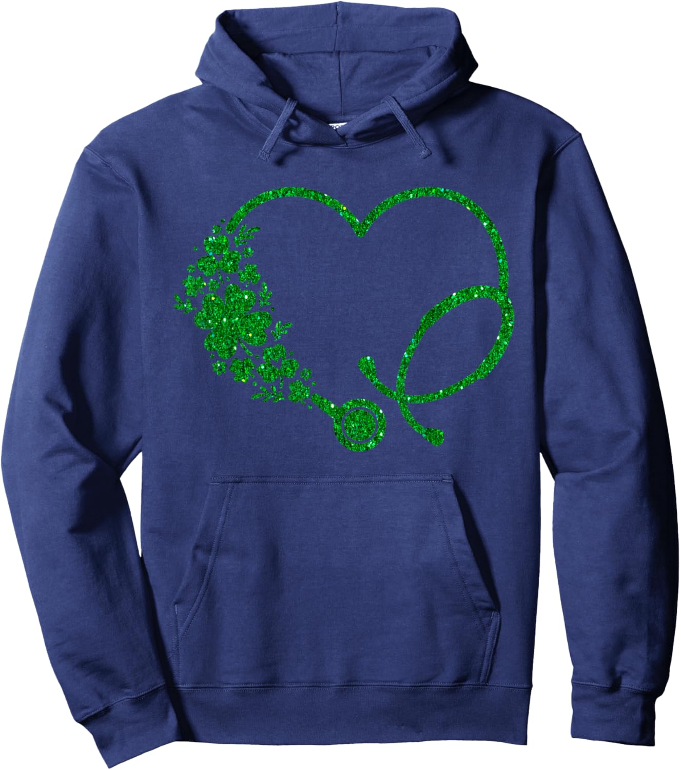 Nurse St Patricks Day Stethoscope Green Heart Shamrock Hoodie - Hoodie | Navy