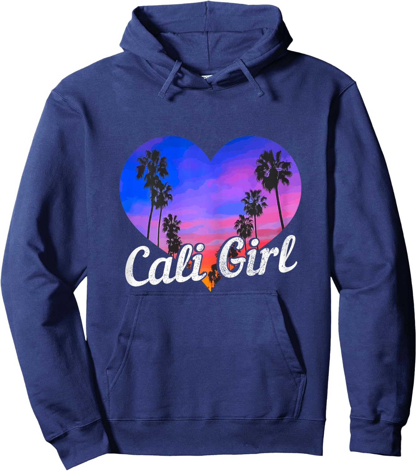 Cali Girl California Heart Retro Vintage Style Hoodie - Hoodie | Navy