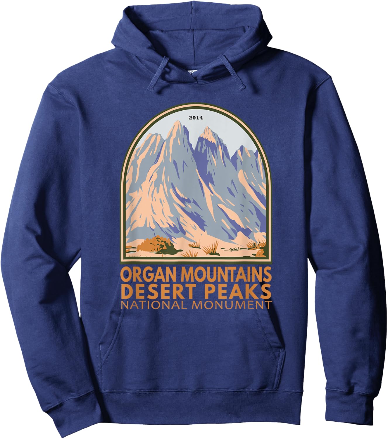 Organ Mountains Desert Peaks National Monument Emblem Retro Hoodie - Hoodie | Navy