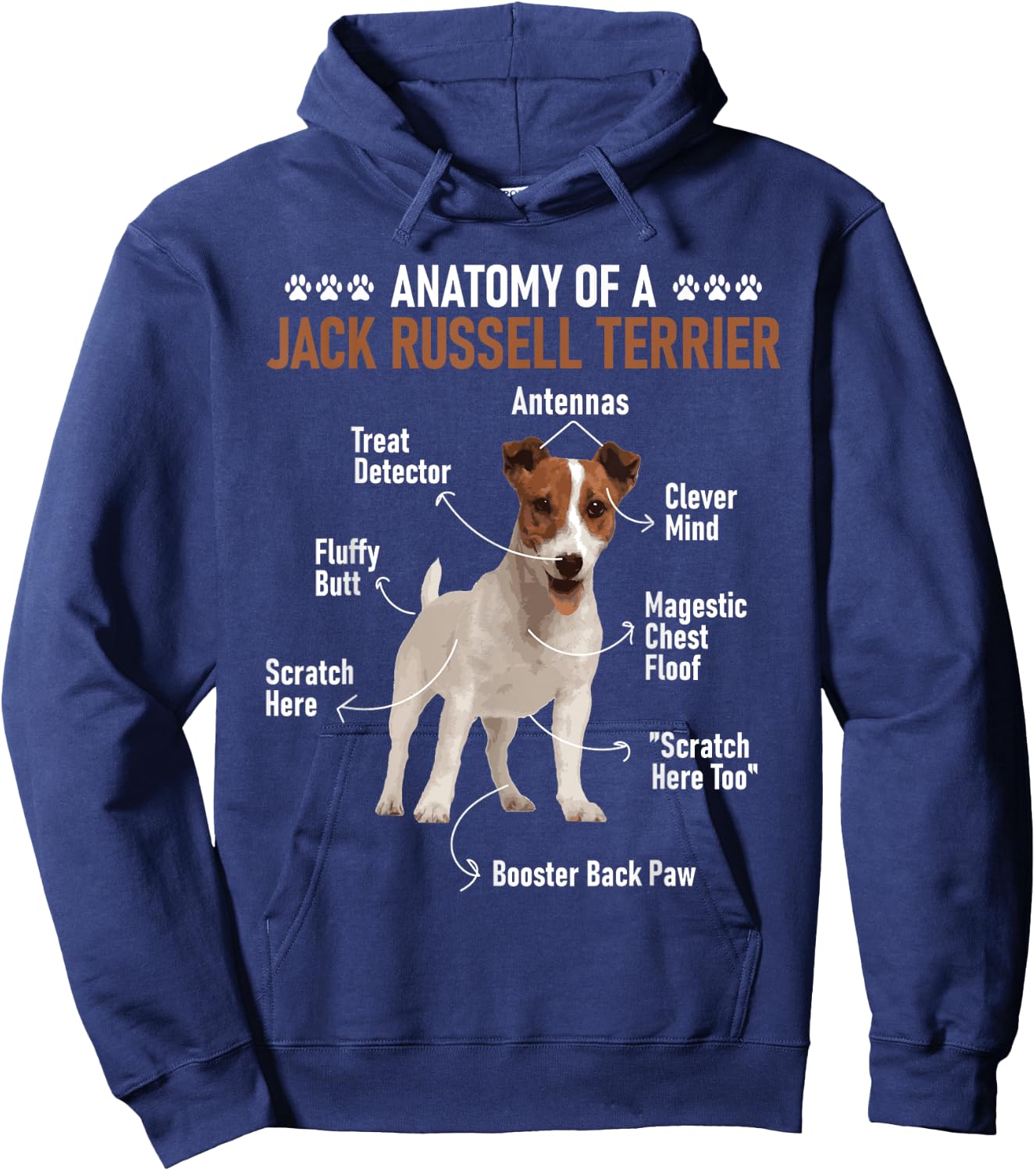 Anatomy Of A Jack Russell Terrier - Dog Owner Animal Lover Women Girls Kids Hoodie - Hoodie | Navy