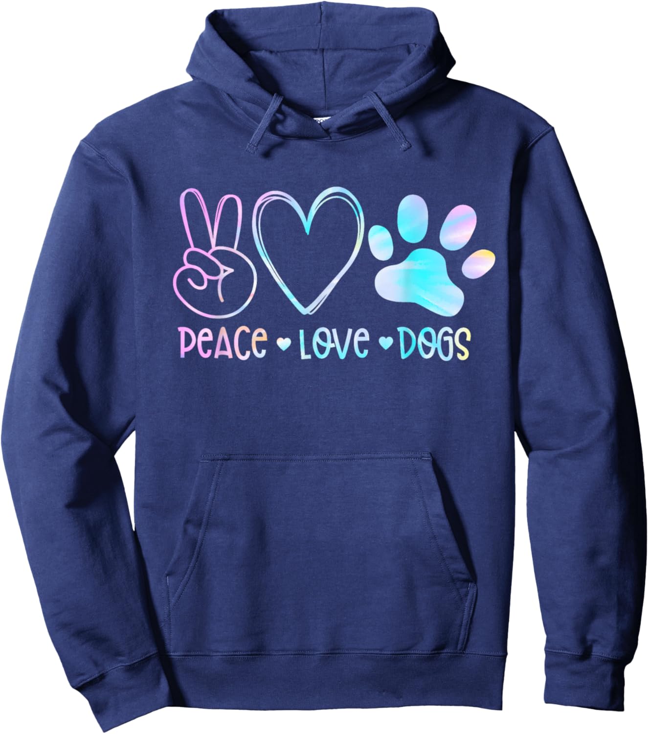 Peace Love Rescue Dog Lover Parent Adopted Tie Dye Pet Owner Women Kids Hoodie - Hoodie | Navy