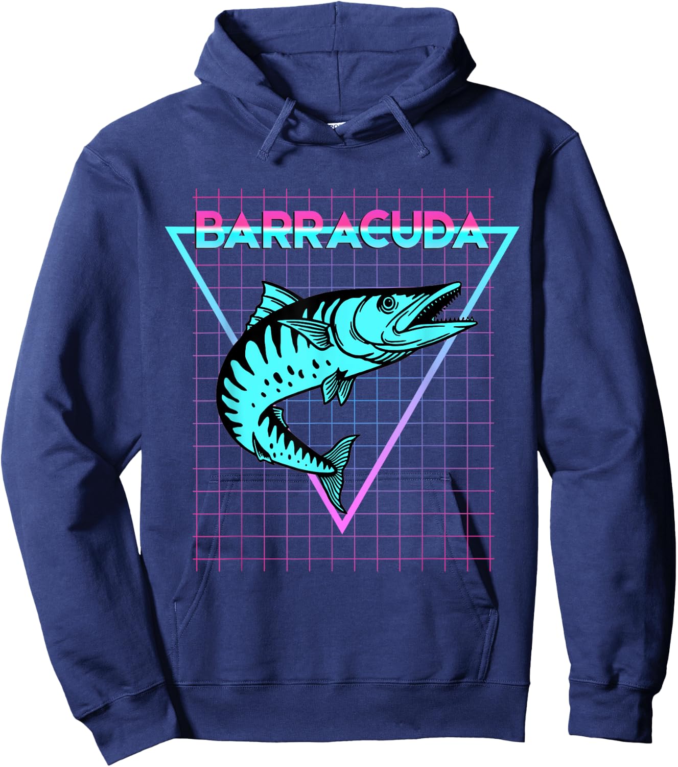 Barracuda Fish Fishing Aesthetic Retro Barracuda Hoodie - Hoodie | Navy