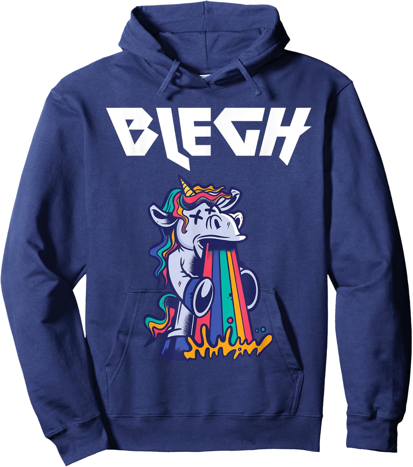 Blegh Heavy Metal Metalcore Unicorn Hoodie - Hoodie | Navy