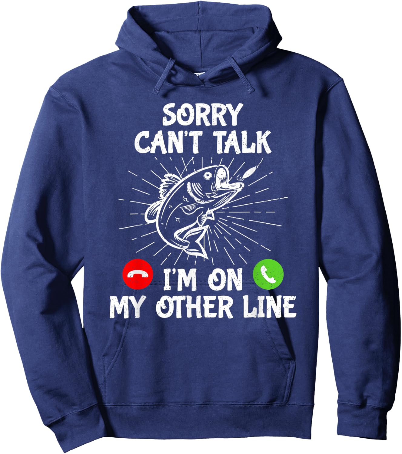 Funny Fishing I'm On My Other Line Fisherman Bass Fishing , Black Hoodie - Hoodie | Navy