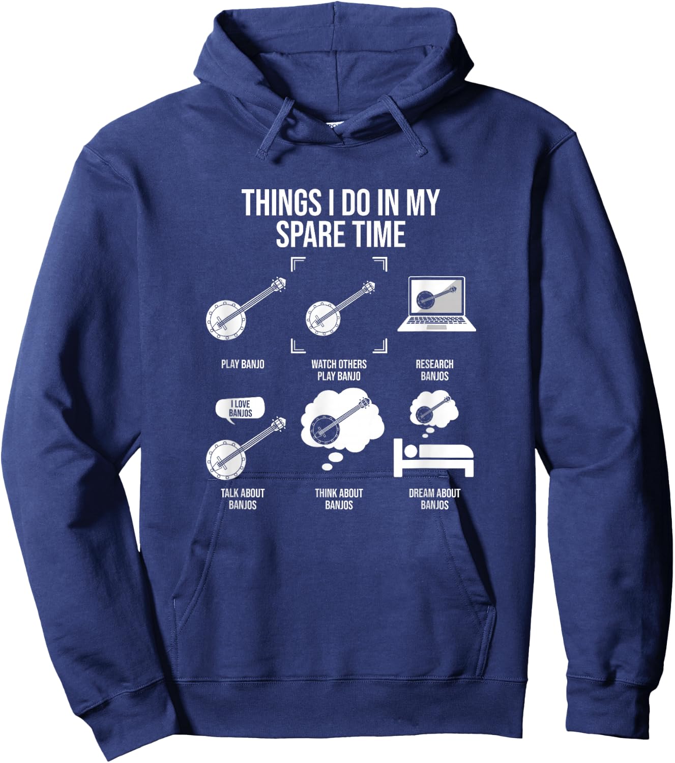 Things I Do In My Spare Time, Banjo Player Hoodie - Hoodie | Navy