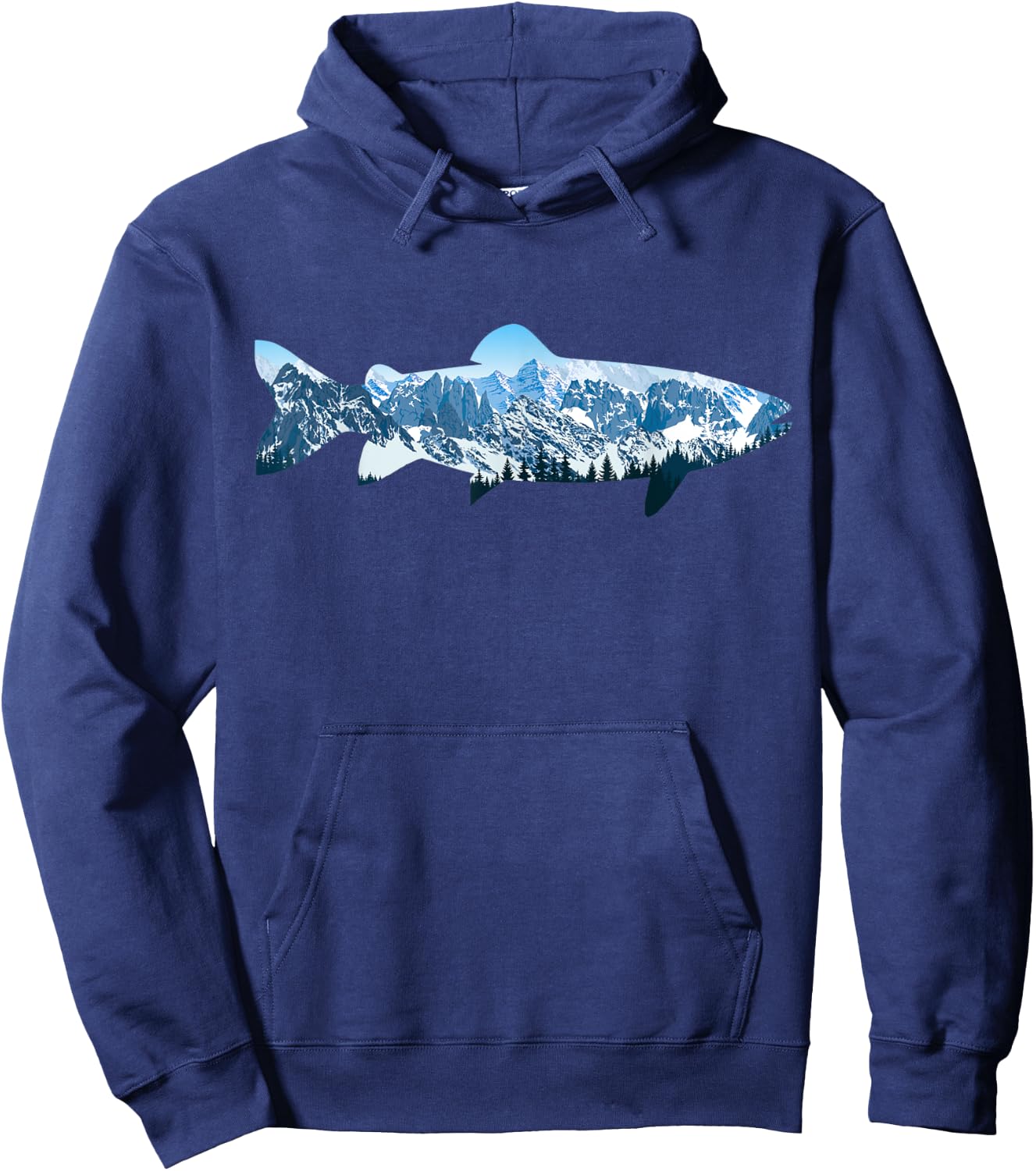 Trout Fly Fishing Outdoor Forest Nature Wildlife Fisherman Hoodie - Hoodie | Navy