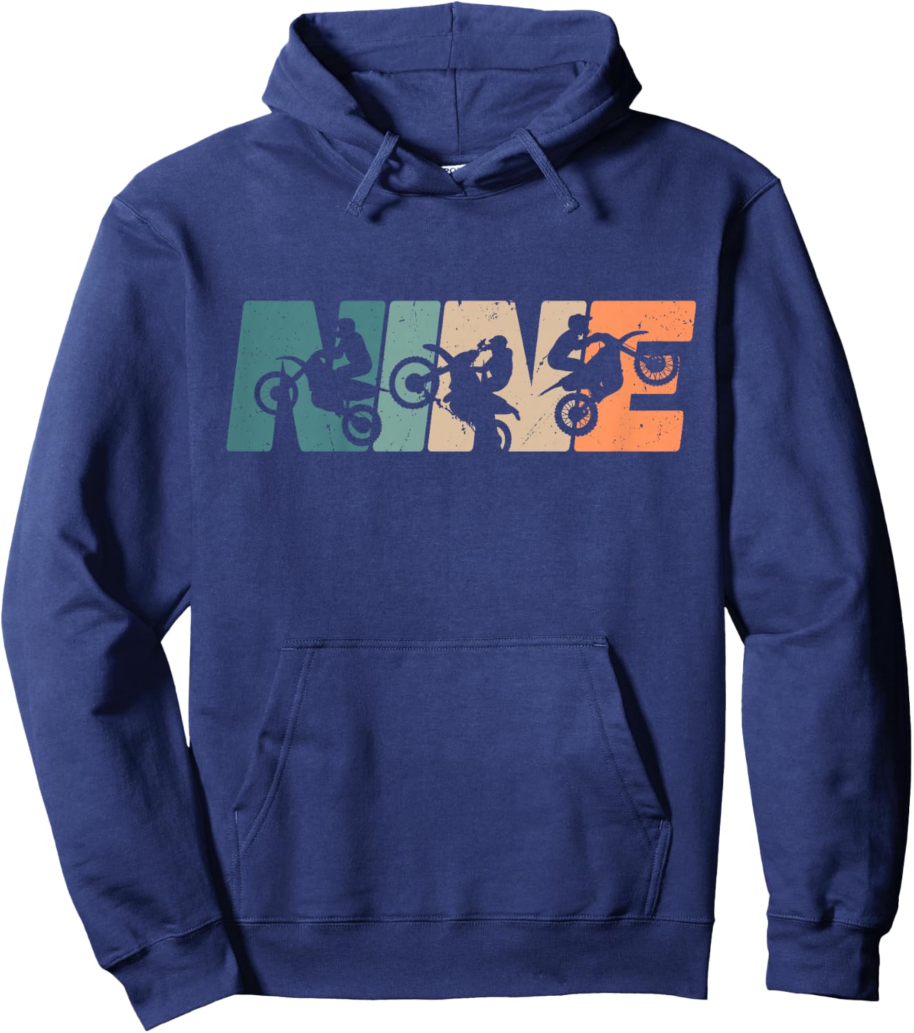 Kids 9th Birthday Retro Motocross Dirt Bike 9 Years Boys Girl Hoodie - Hoodie | Navy