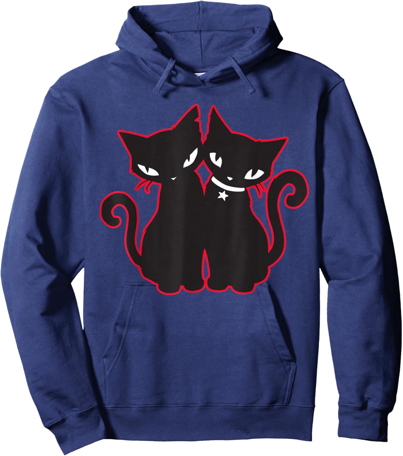 Emily The Strange Double Trouble - Women's X-Small Black Short Sleeve Classic Fit Cotton Blend Hoodie - Hoodie | Navy