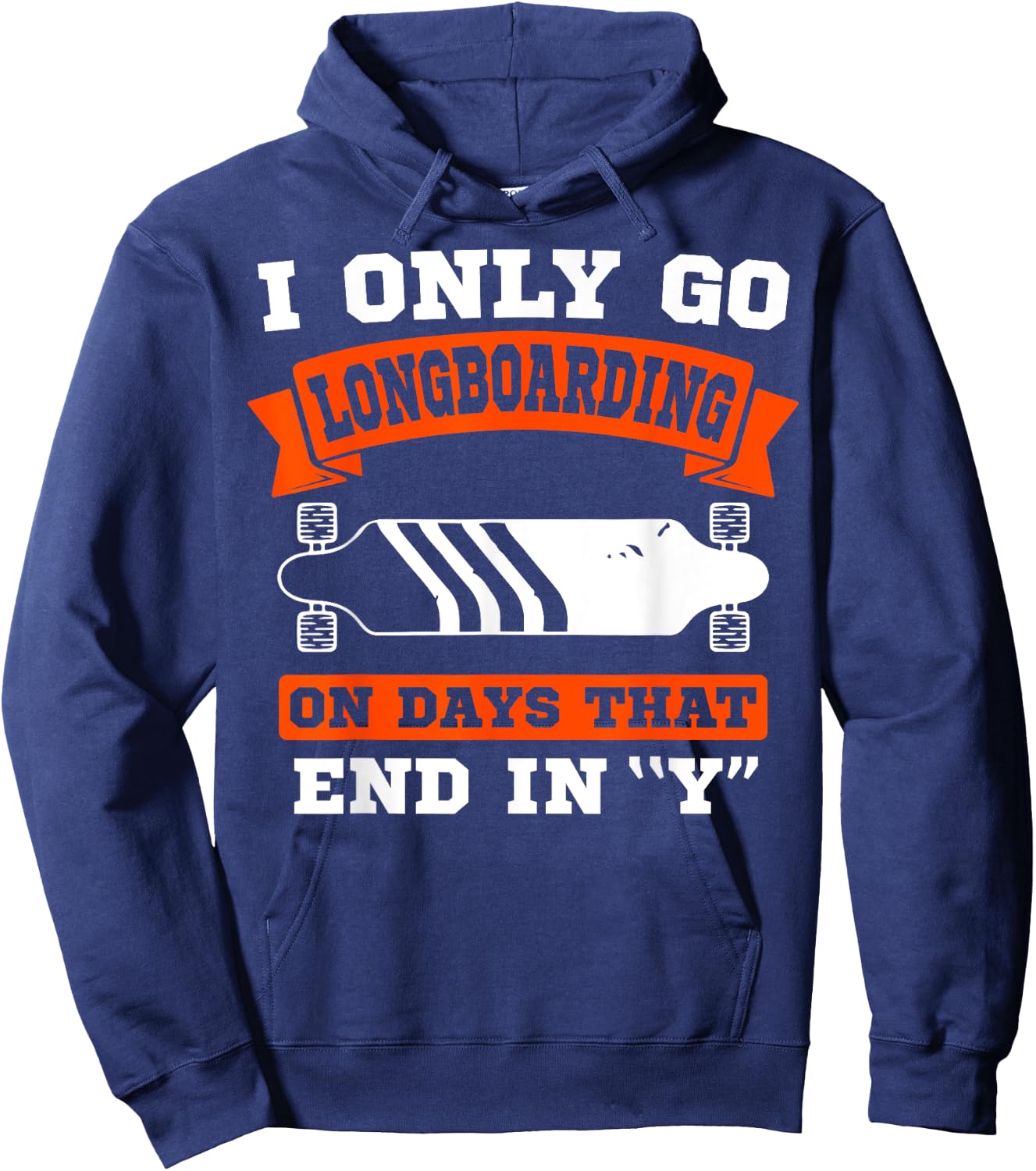 Longboard Sidewalk Surfing Long Surfboard Skateboarder Hoodie - Hoodie | Navy