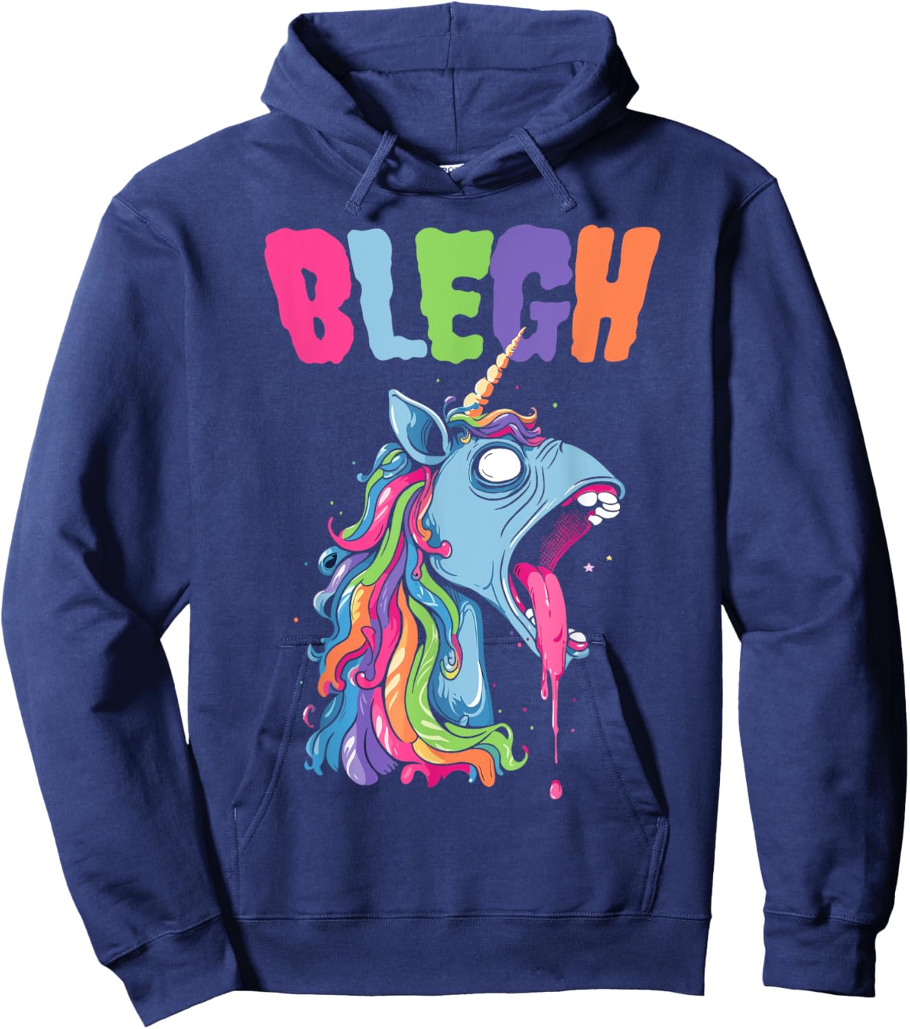 Live Laugh Blegh Bleghssed Heavy Metal Metalcore Unicorn Hoodie - Hoodie | Navy