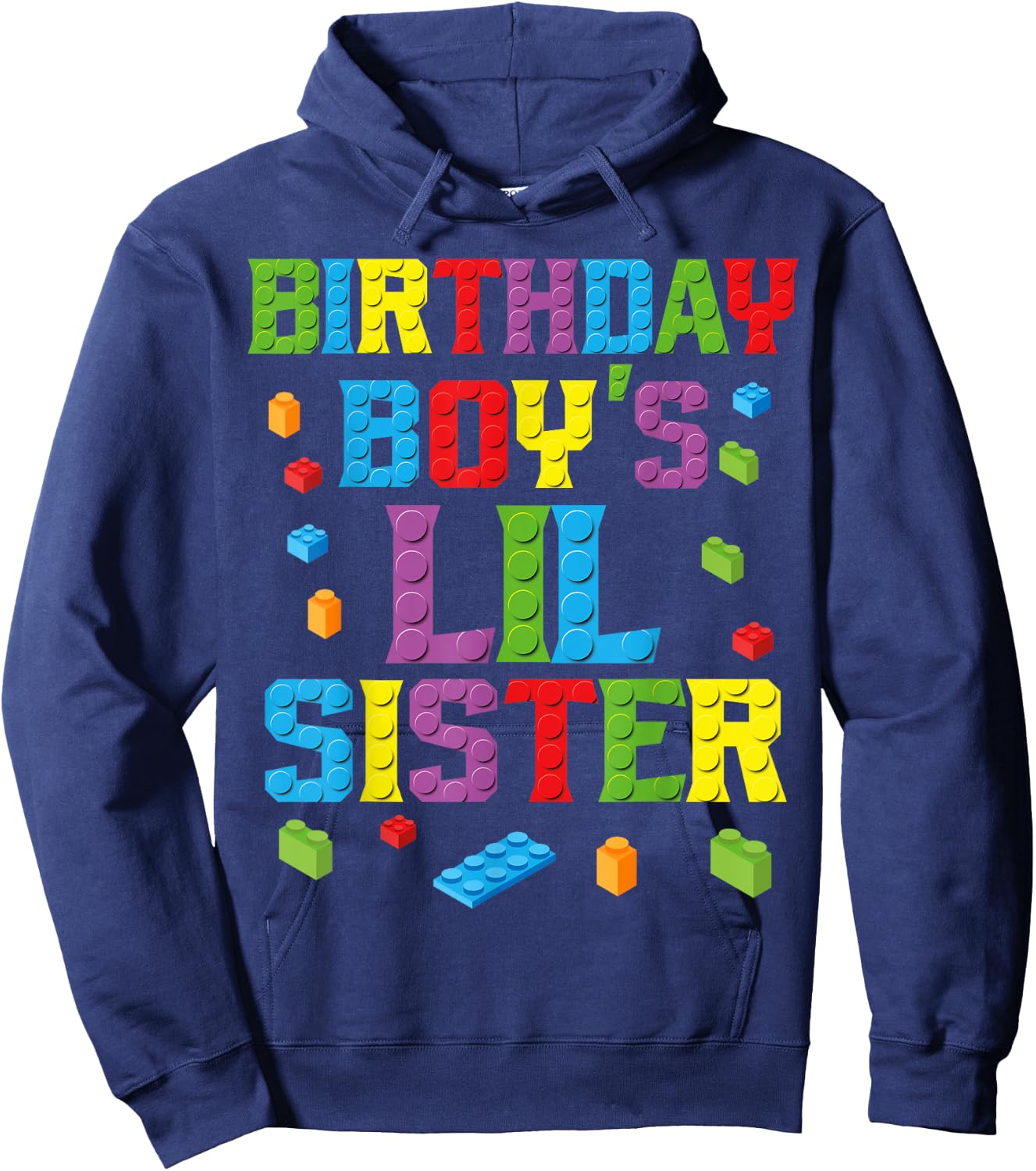 Master Builder Birthday Boy's Lil Sister Building Bricks Hoodie - Hoodie | Navy
