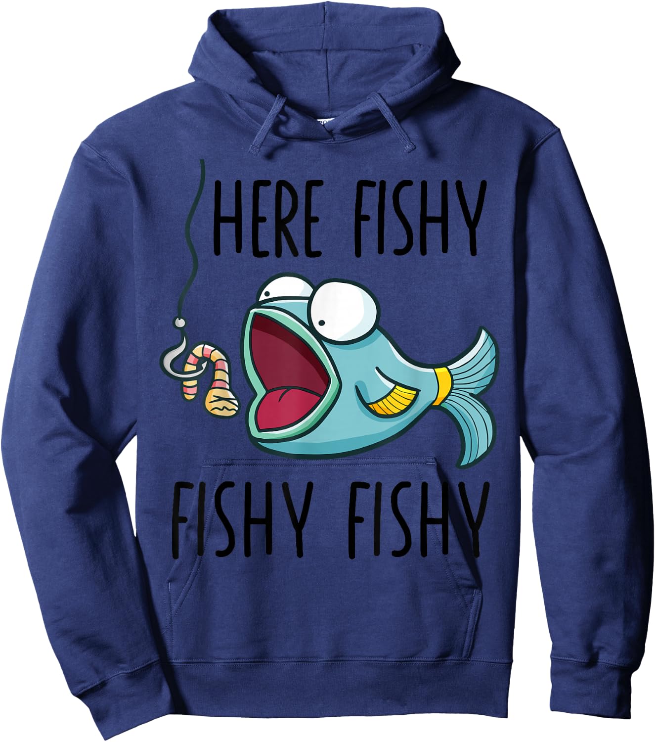 Here-Fishy Shirt Kids Toddler Girls Cute Fish Funny Fishing Hoodie - Hoodie | Navy
