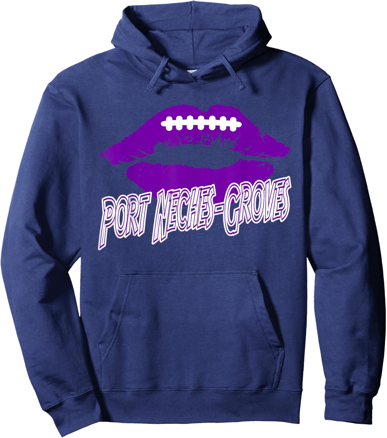Port Neches-Groves High School Indians Football Lips PNG Hoodie - Hoodie | Navy